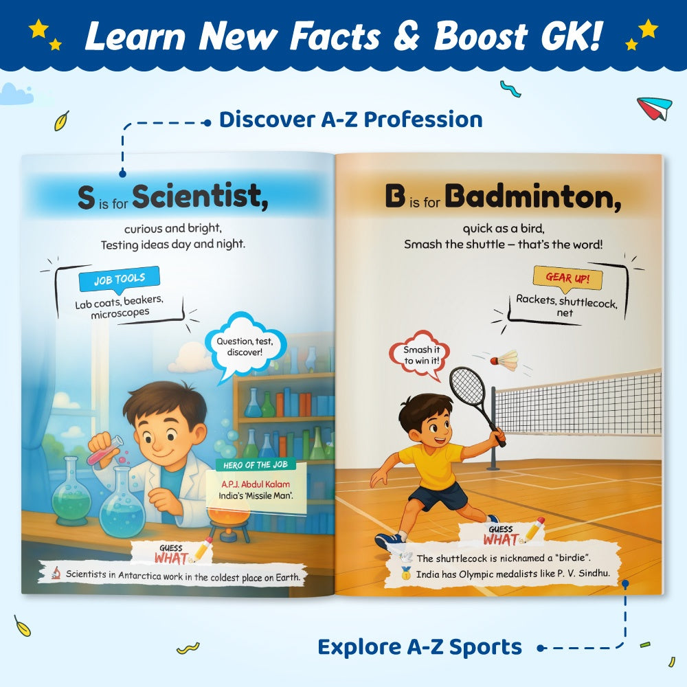 A to Z Kids Reading & Activity Books Combo Set of 5 | Learn Good Habits, Emotions, Places, Professions & Sports | Fun Early Learning Alphabet Series | Pictures with General Knowledge Books