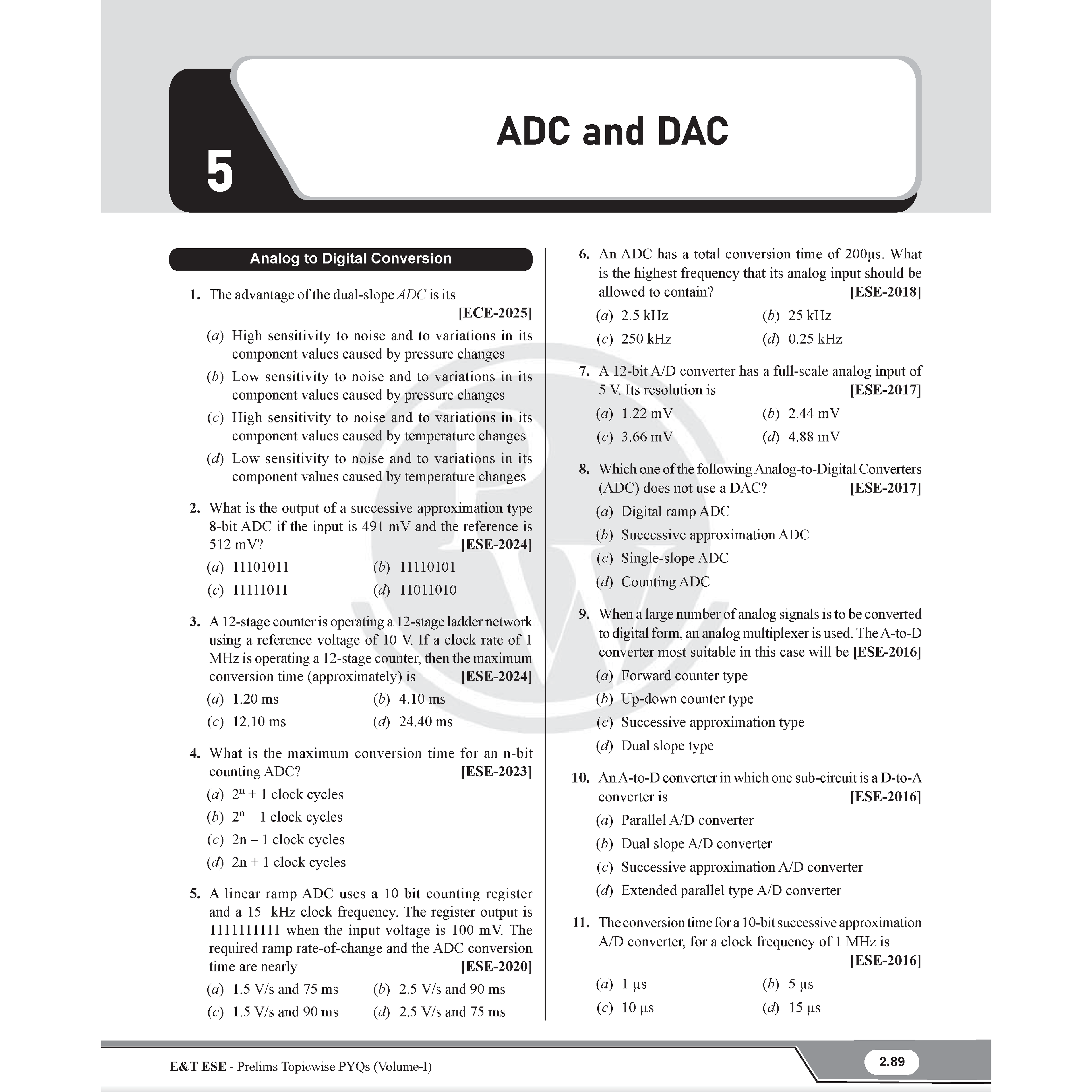 UPSC ESE Topicwise Previous Years Solved Questions Electronics & Telecommunication Engineering Preliminary Examination Volume 1 & 2 and General Studies & Engineering Aptitude Set of 3 Books for 2026