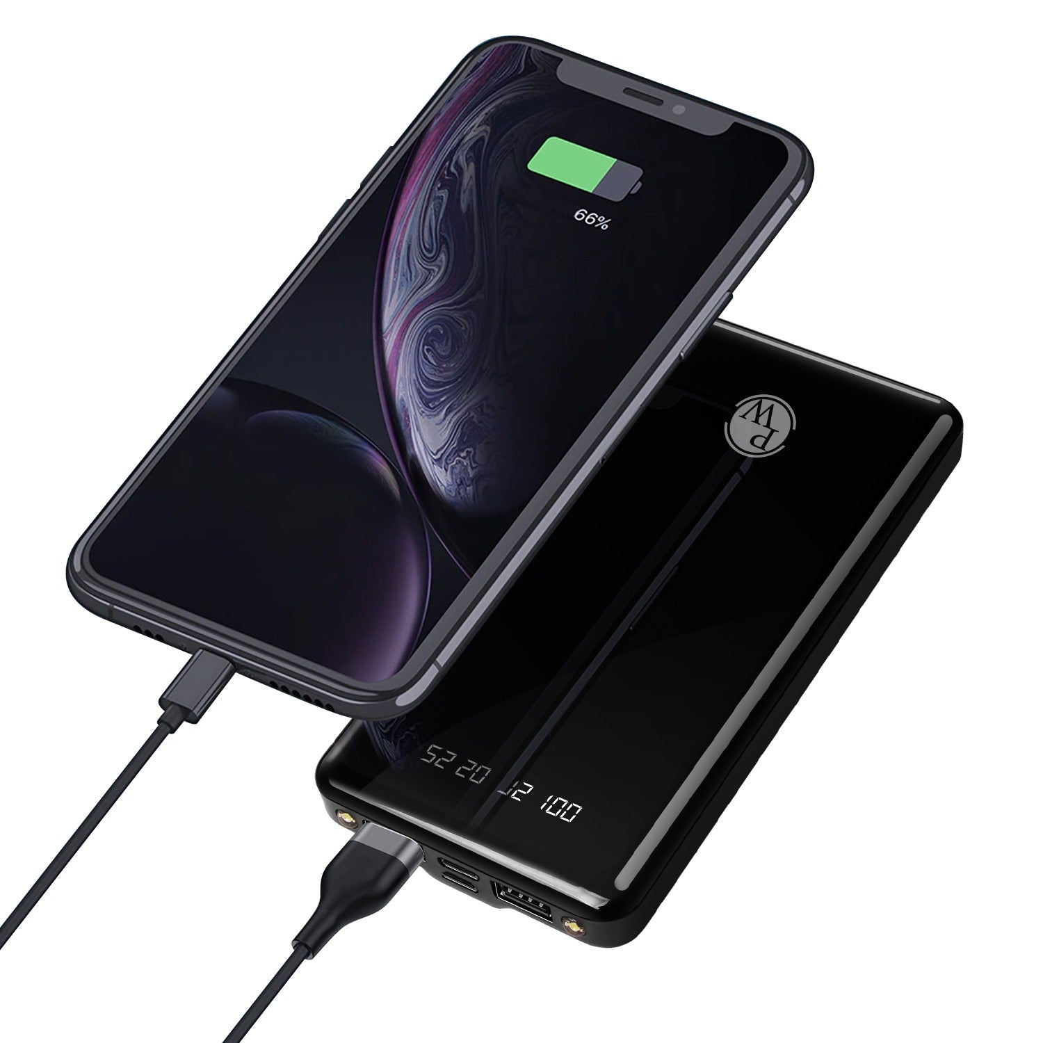 Power Bank 10,000 mAh-2 USB Ports, Micro USB & C-type Input, LED Torch, Charge Indicator