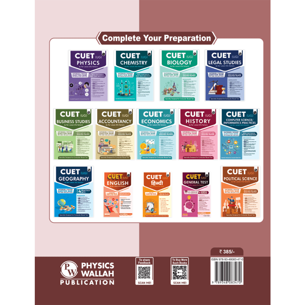 CUET (UG) Mathematics 2025 Chapterwise & Topicwise Question Bank with Past Year Questions (PYQs upto 2024) and Mock Tests l Chapterwise Revision Sheets