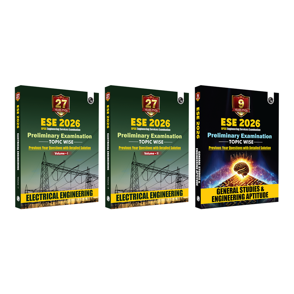 UPSC ESE Topicwise Previous Years Solved Questions Electrical Engineering Preliminary Examination Volume 1 & 2 and General Studies & Engineering Aptitude Combo Set of 3 Books for 2026 Exams