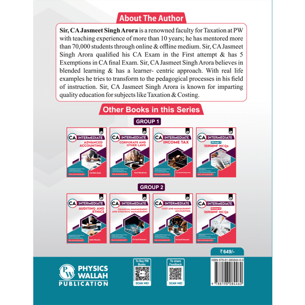 CA Intermediate Group 1 Goods and Services Tax - CA Jasmeet Singh | Covering Theory, Exercise, RTP & MTP and PYQs | Latest Syllabus For May & Sep 2025 Exams | 4th Edition (Colored)