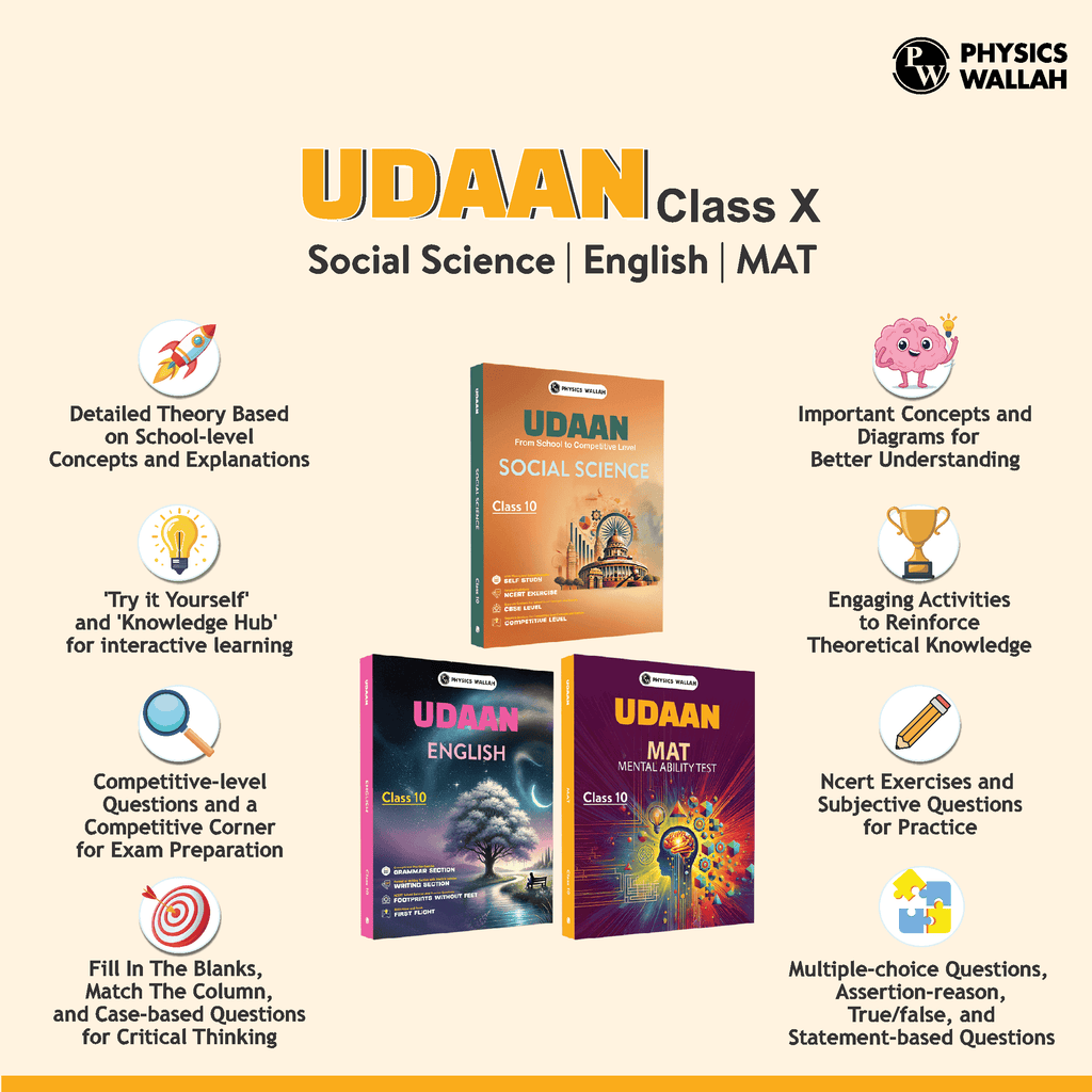 Udaan For Class 10 Social Science, English, MAT Combo Set of 3 Books (2025 Edition)