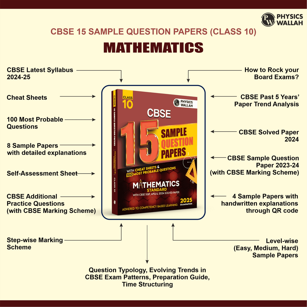 CBSE 15 New Pattern Sample Question Papers Class 10 Mathematics (Standard Maths) For 2025 Exam with 50 Percent Competency Based Questions 100 Most Probable Questions