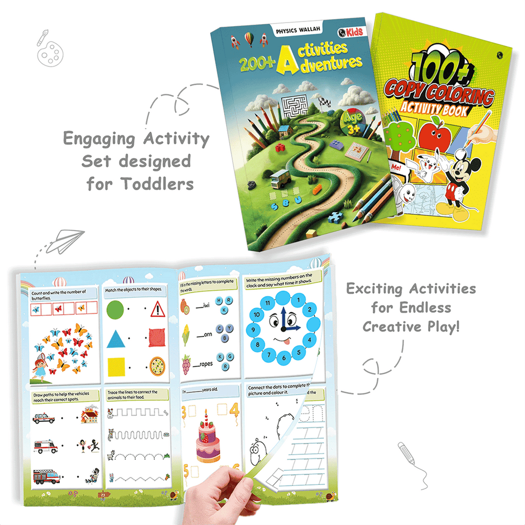 Activity Book with Copy Coloring Book Combo Set of 2 Books For Kids Aged 3+ Years Old | Puzzles, Mind Games, Maze & Challenges Filled Activity Book For Growing Kids & Screen-Free Fun