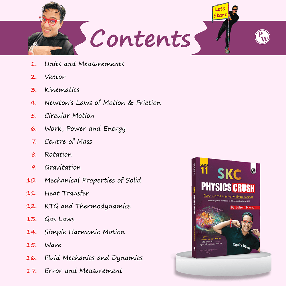 SKC Physics Crush Class 11 Handwritten Format Notes By Saleem Sir For JEE and NEET Exams | A Beautiful Journey From Basic to JEE Advanced via JEE/ NEET + 300 page Ruled practice notebook