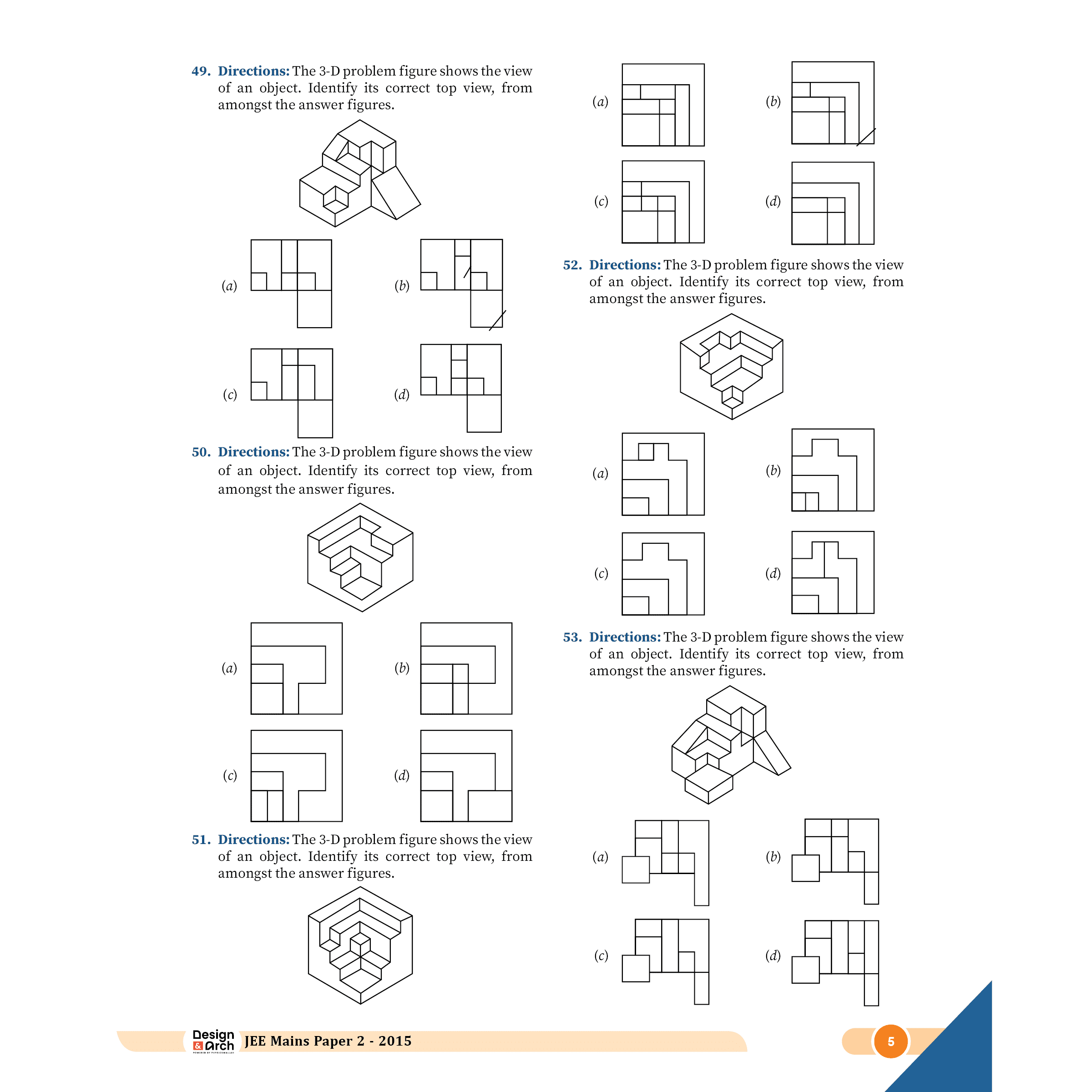 Design & Architecture 6 Previous Years' Solved Papers (2015 - 2020) JEE Mains Paper 2