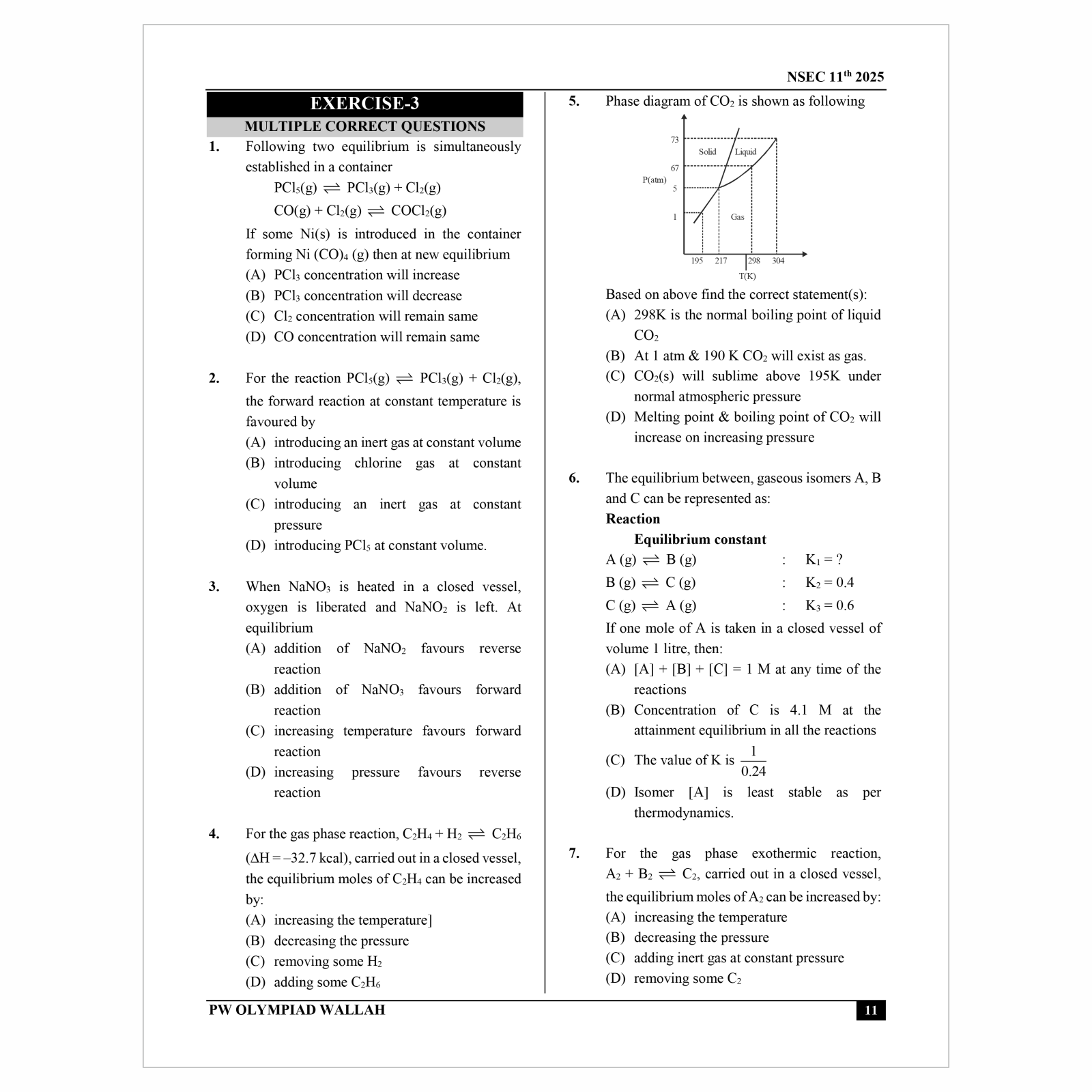 Olympiad Wallah NSEC Class 11 Advanced Chemistry (Part 2) For JEE & Olympiad 2025 | Problems For Analytical Skills | Ideal For NSEP INPhO & IPhO