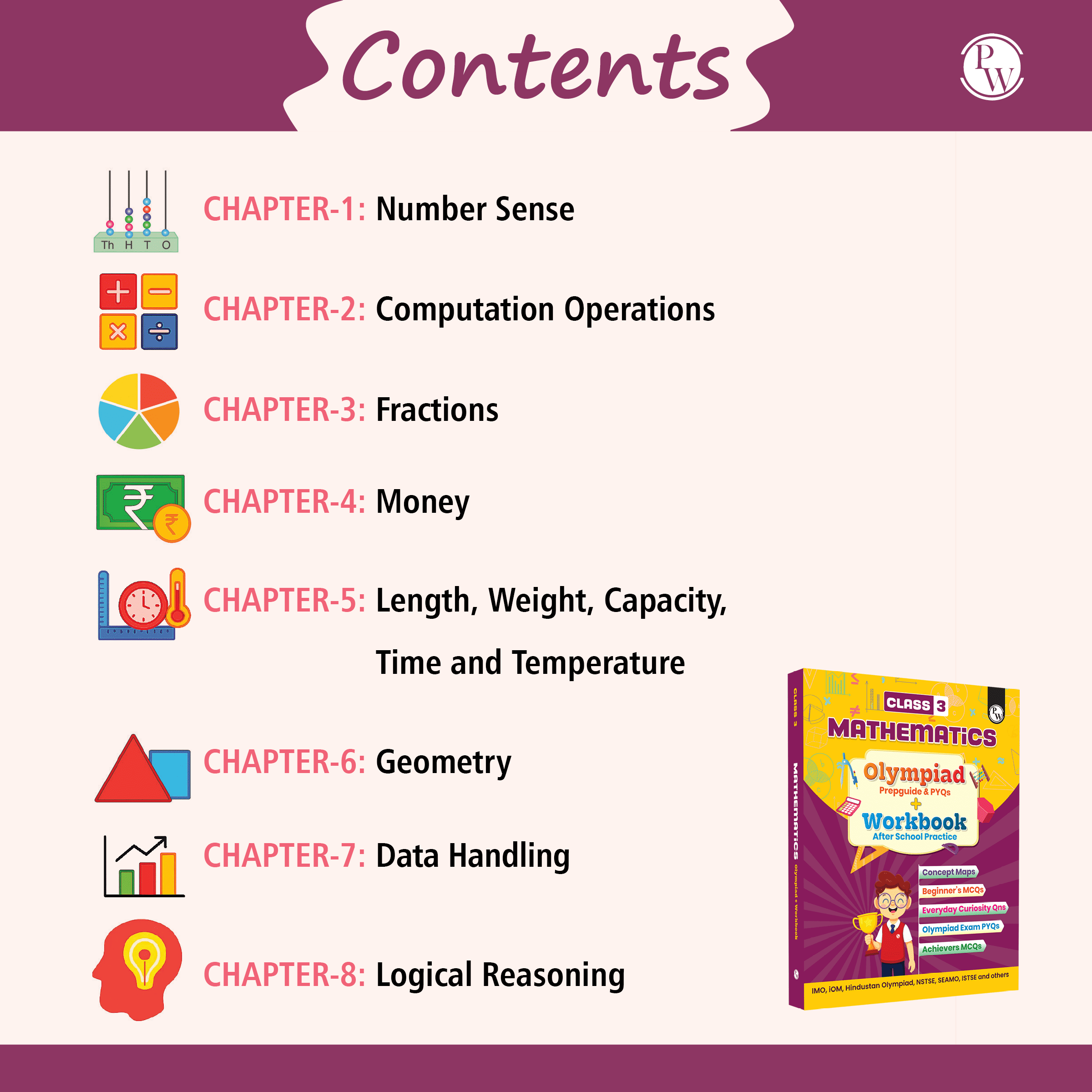 Olympiad Plus Workbook For Class 3 Mathematics Prepguide, Concept Map, PYQs and Worksheets For After School Practice | IMO, iOM, Hindustan Olympiad, NSTSE, SEAMO, ISTSE and Others