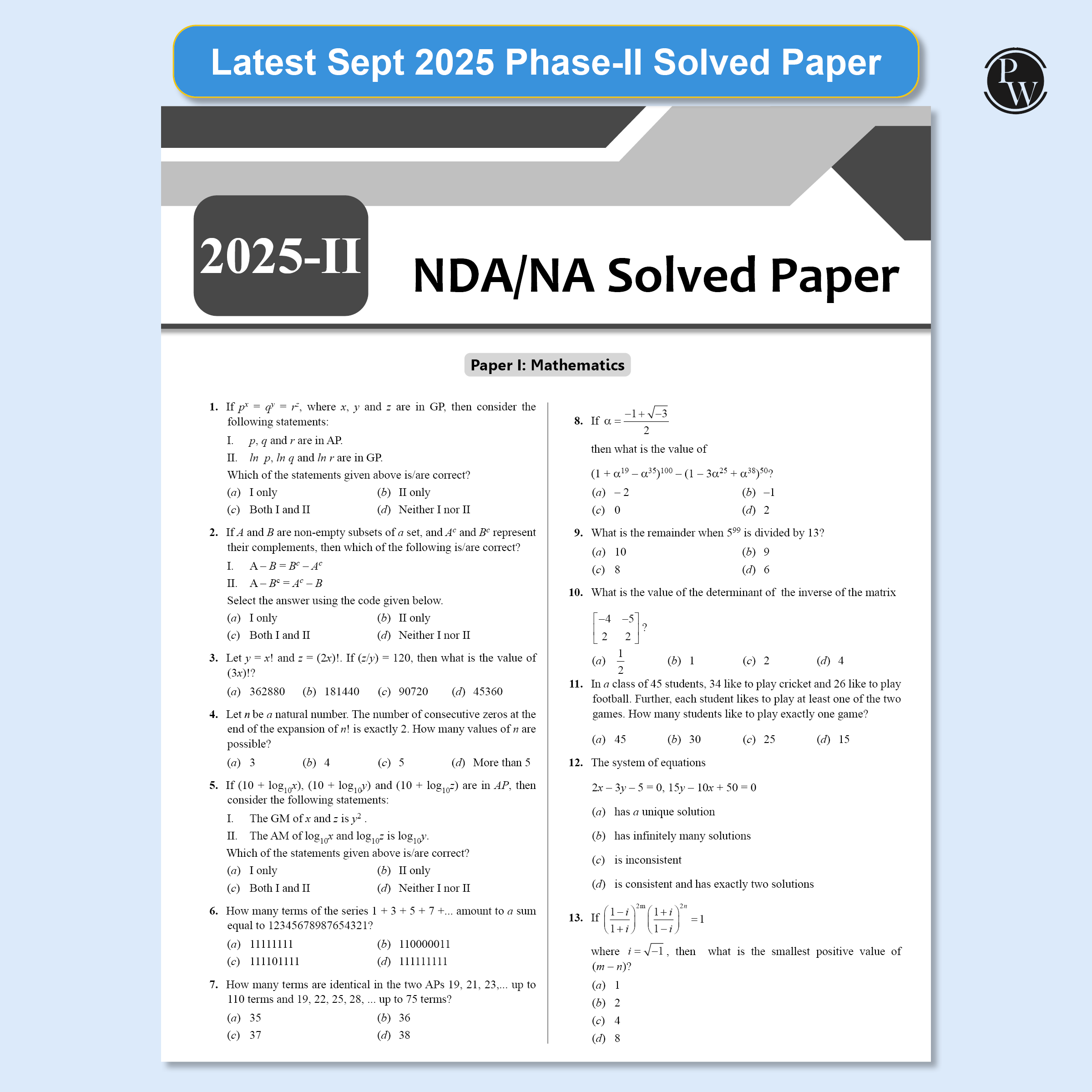 NDA/NA National Defence Academy & Naval Academy 23 Previous Years Solved Papers (2014 - Sept 2025) Chapterwise & Topicwise 7500+ PYQs l Maths & General Ability For Exam 2026