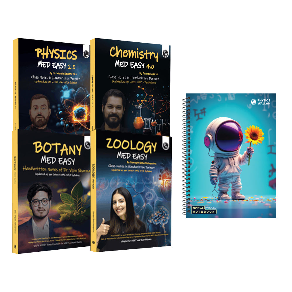 Chemistry, Physics, Botany and Zoology Med Easy Handwritten Notes Combo set of 4 Books | Notes, Formulas, Tips & Tricks for NEET/JEE & Board Exams + + 300 page unruled practice notebook