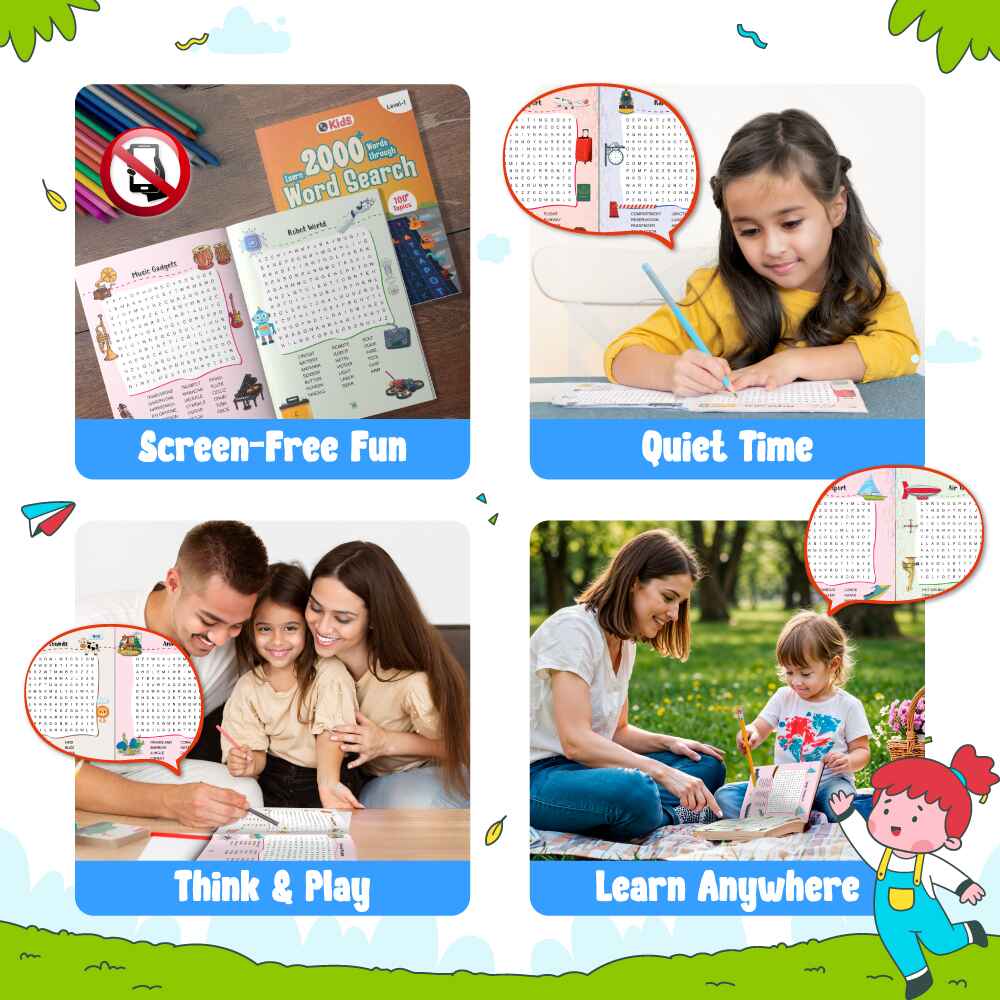 2000+ Word Search & Crossword Activity Book for Kids | Vocabulary & Spelling