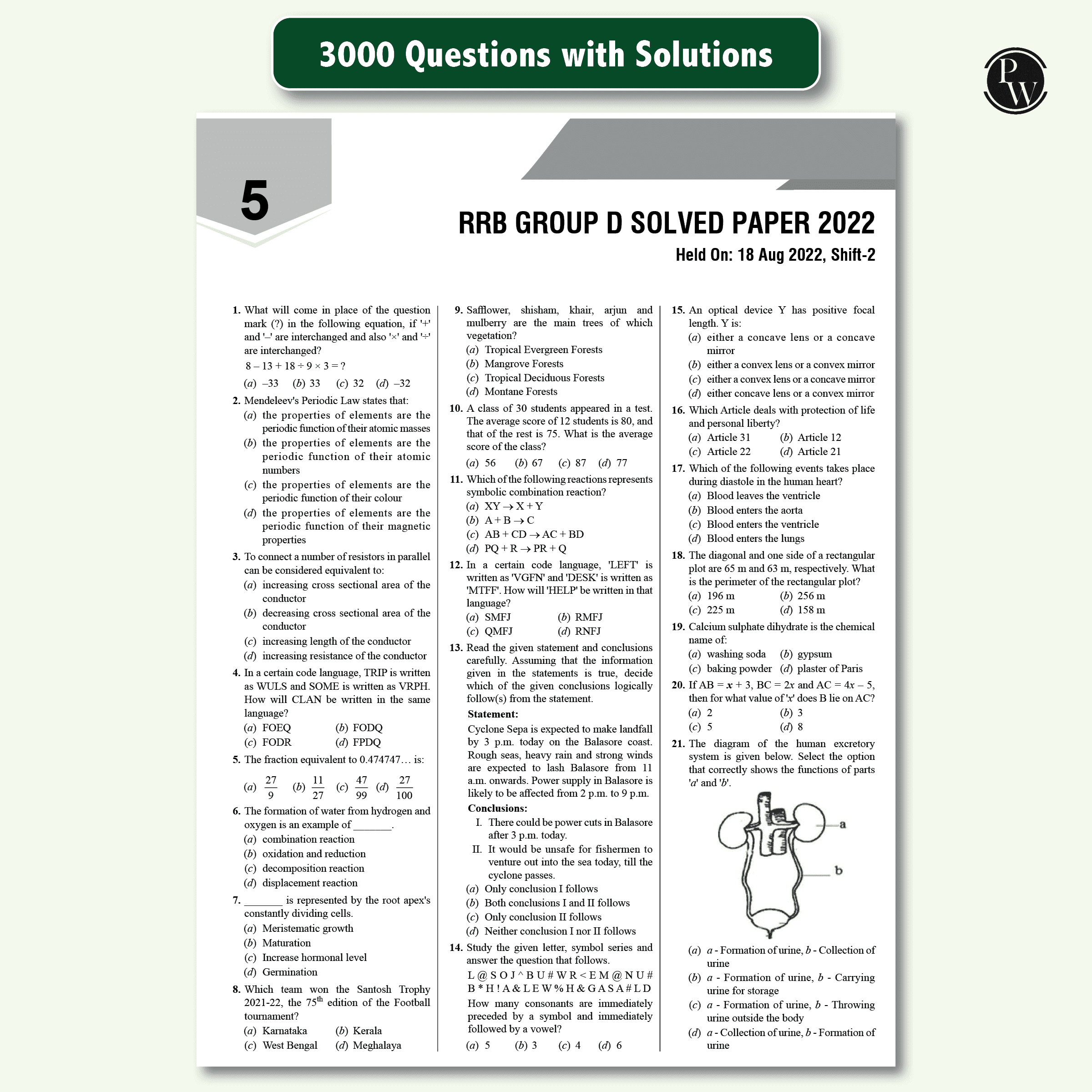 30 RRB Group D Level 1 Previous Years Solved Papers (2018 & 2022) with 5 Online Mock Tests For Exam 2024-2025 | Yearwise PYQs | Fully Solved | English Edition