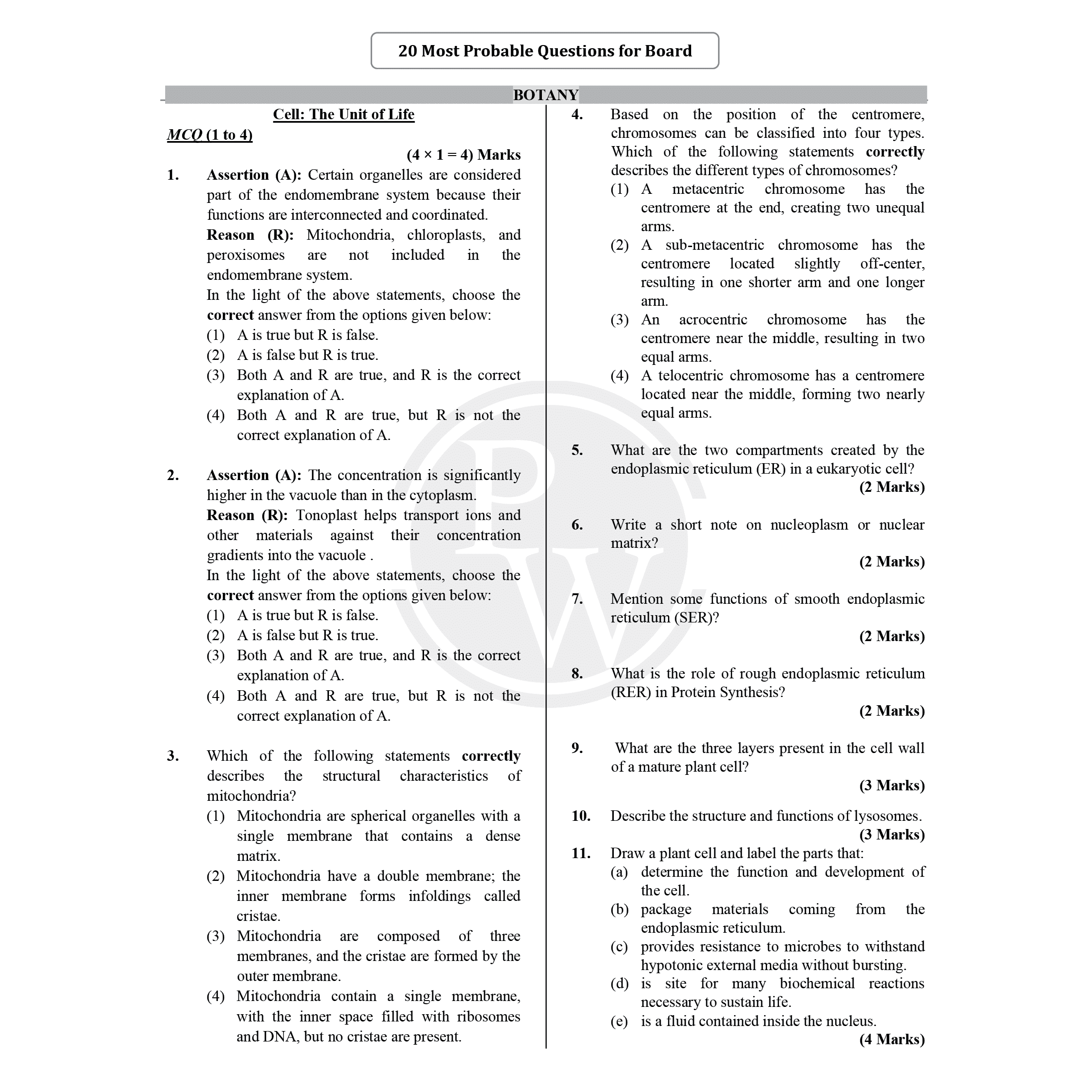 CBSE Class 11 Chapterwise 20 Most Probable Questions Physics, Chemistry, Biology and Mathematics For 2026 Exams | NCERT References & Detailed Explanations