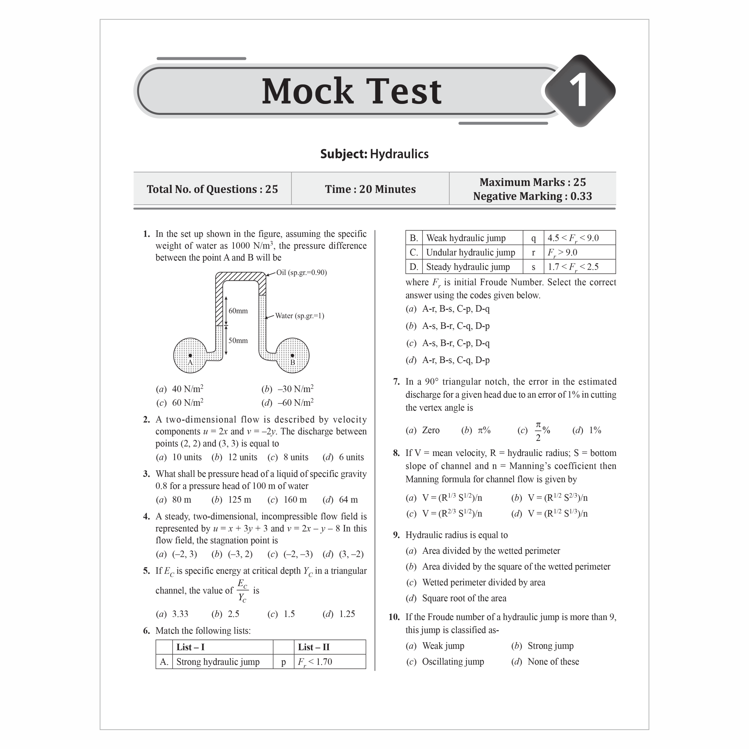 SSC JE Civil Engineering (Paper I) 20+ Mock Tests & Full Length Tests for Each Subject | 2000+ Practice Questions with Detailed Explanation