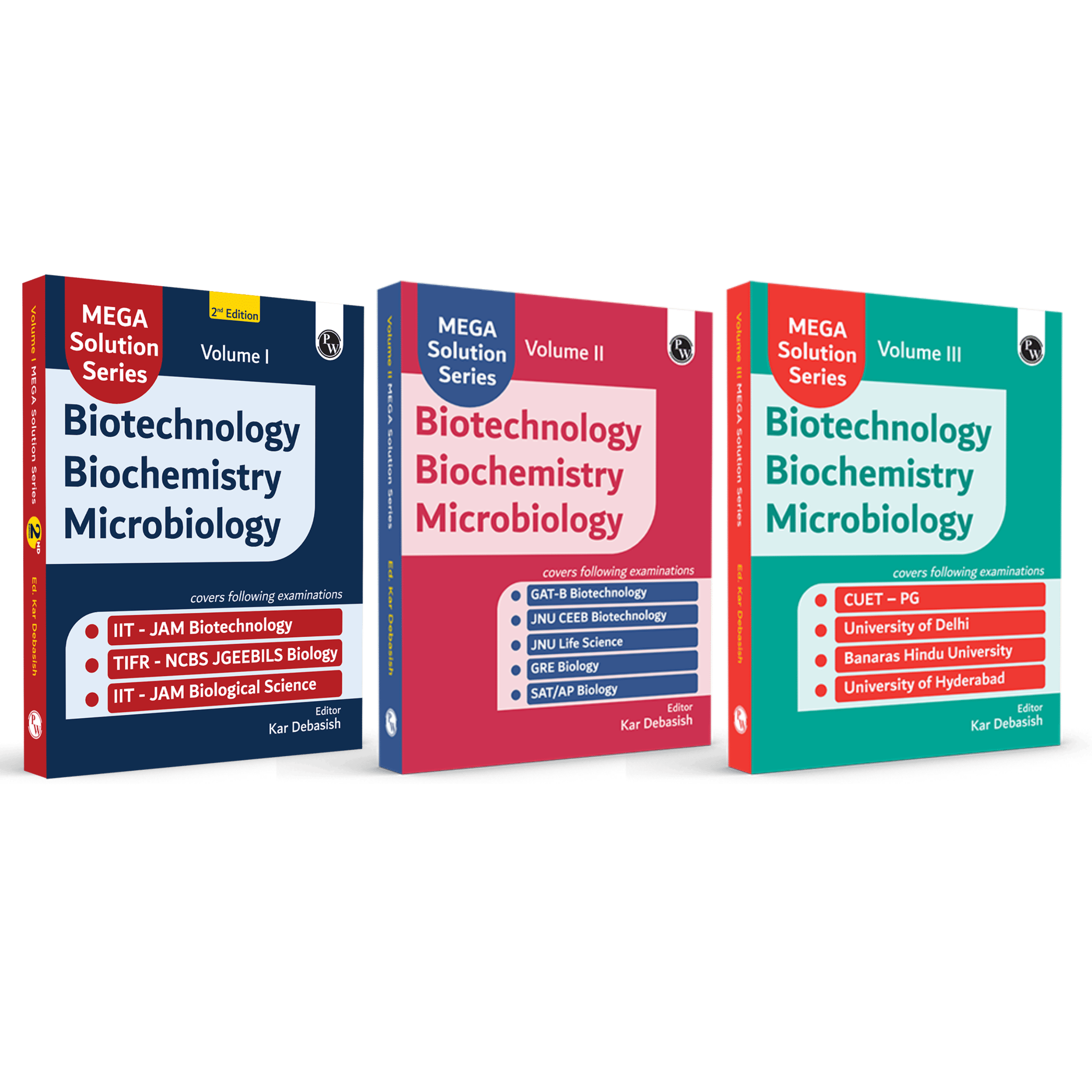 Mega Solution Series Biotechnology Biochemistry Microbiology Volume 1, 2 & 3 Combo Set of 3 Books By Debasish Kar For 2025-2026 Exams