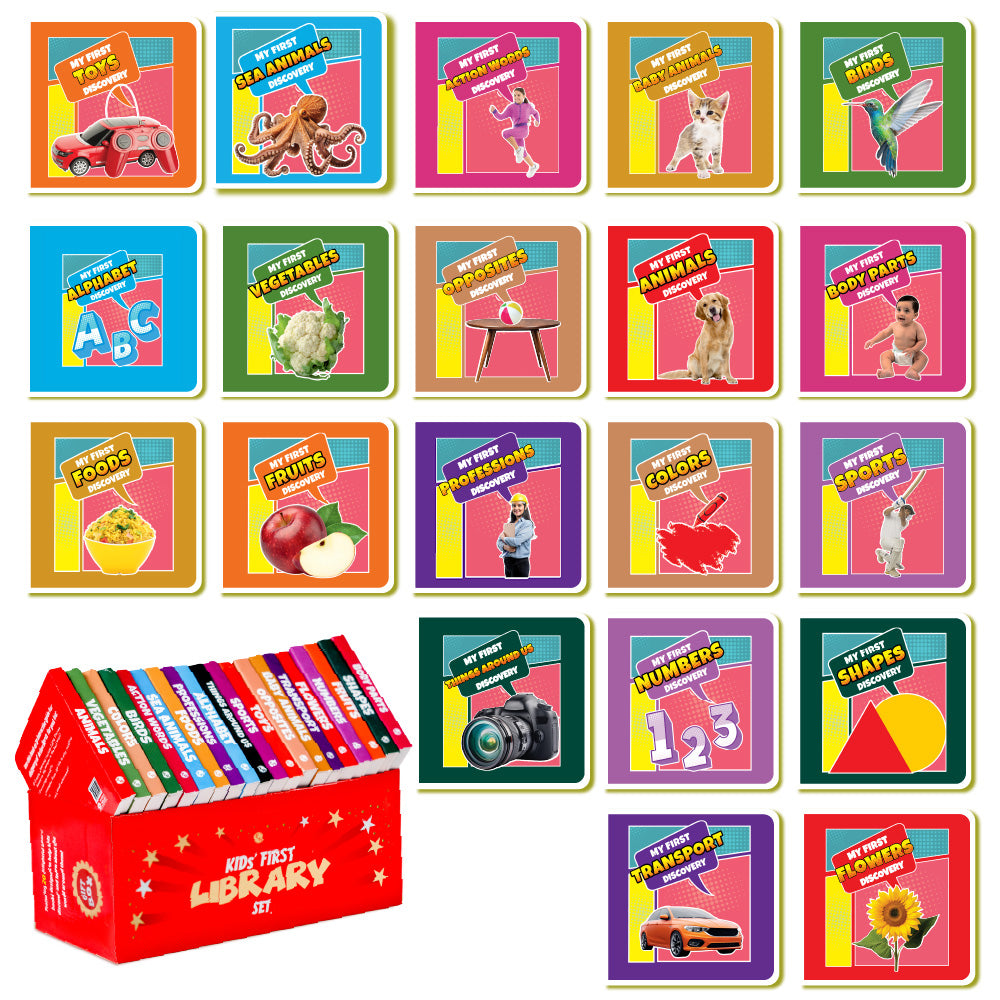 Kids First Library Box Set of 20 Board Books l Gift Set for Children Ages 1, 2, 3, 4, 5 Years