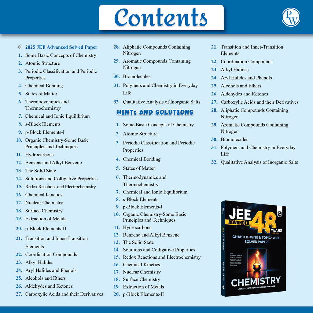 48 Years JEE Advanced Chemistry Chapterwise & Topicwise Solved Papers (1978-2025) | PYQ with Detailed Solutions | Previous Year Questions for IIT JEE Advanced Exam
