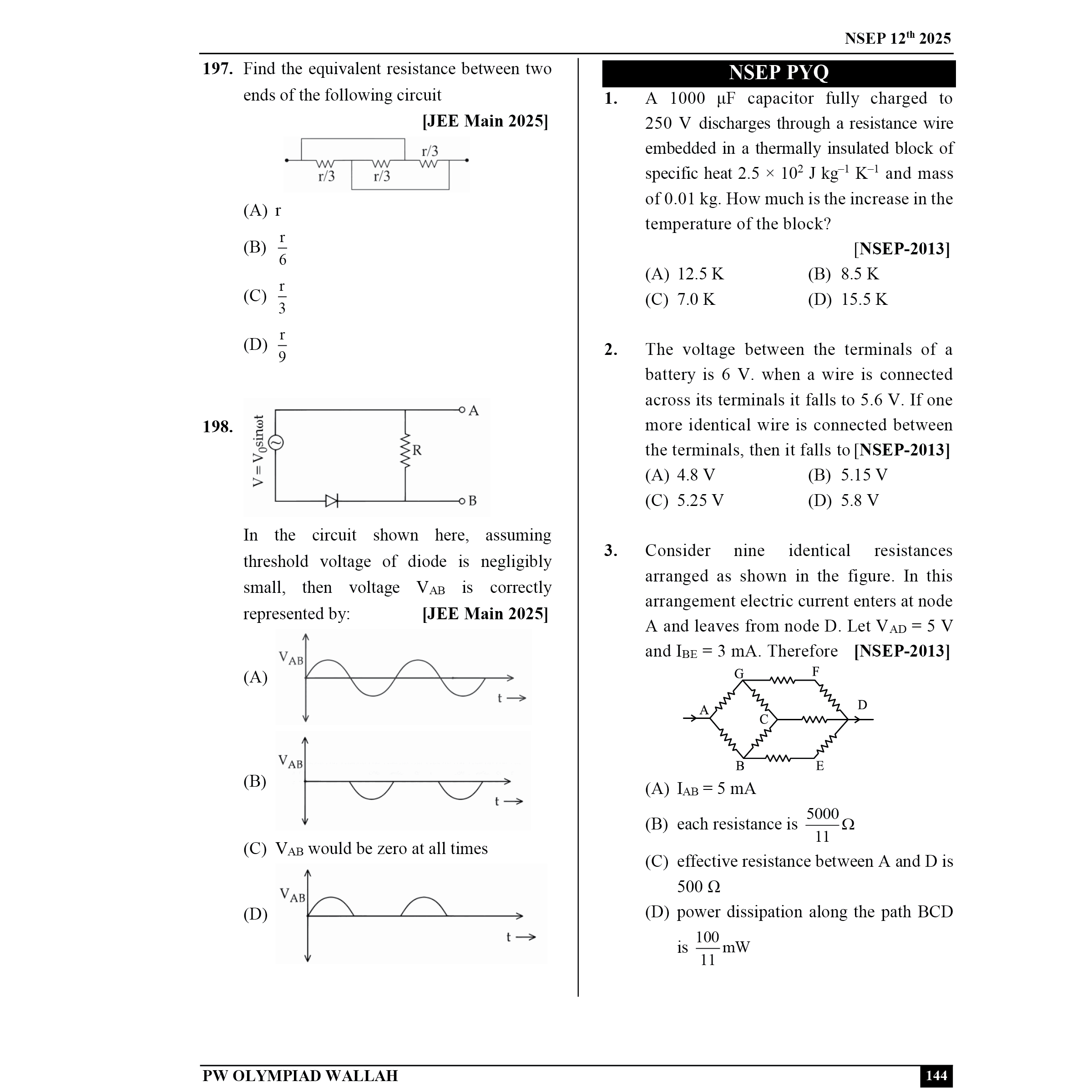 Olympiad Wallah NSEP Class 12 Advanced Physics (Part 1) For JEE & Olympiad 2025 | Practice Questions, PYQ, Detailed Solutions | Ideal For INPhO & IPhO