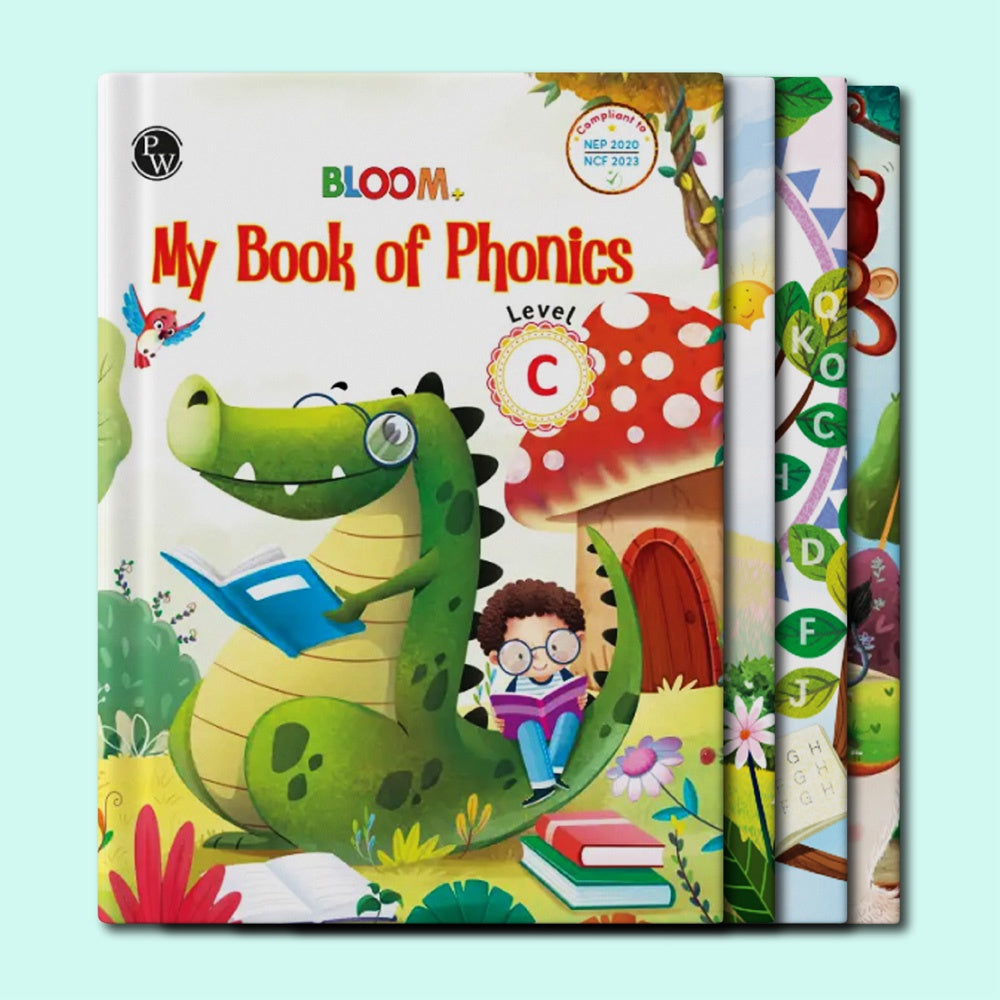Bloom Series For UKG (Level C) Set of 9 Books | Phonics, Literacy, Numeracy, Art & Craft, Handwriting, General Awareness, English Rhymes & Stories