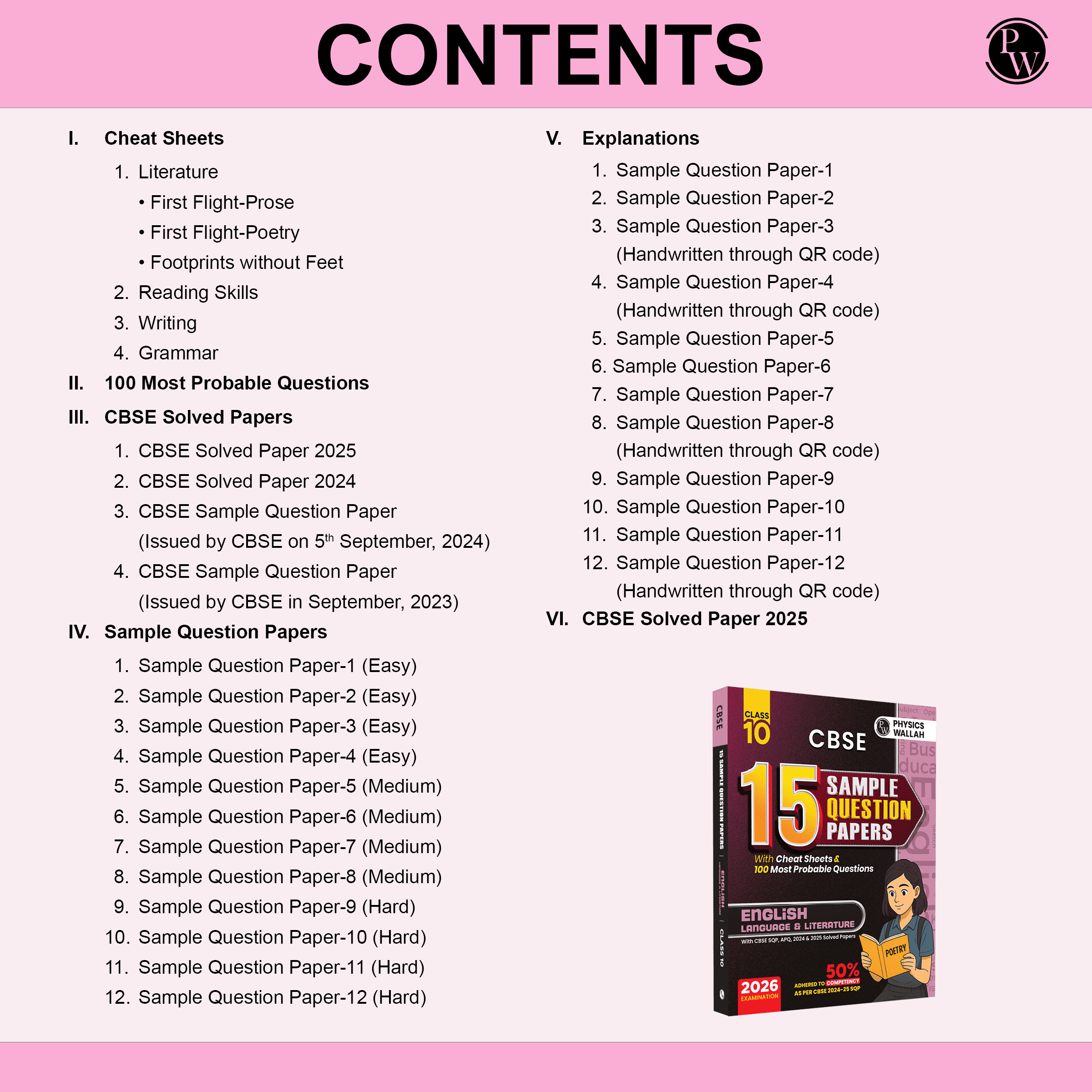 15 CBSE Sample Paper Class 10 English For 2026 Board Exam with 50 Percent Competency Based Questions 100 Most Probable Questions