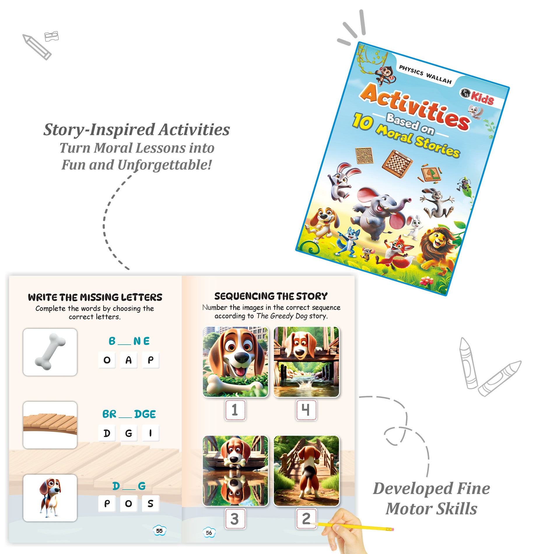 Moral Story Books and 100+ Activities Based on Moral Stories For Kids (Set of 11 Books) with 3D Animated Images | Educational Story and Activity Books For 3+ Years Old
