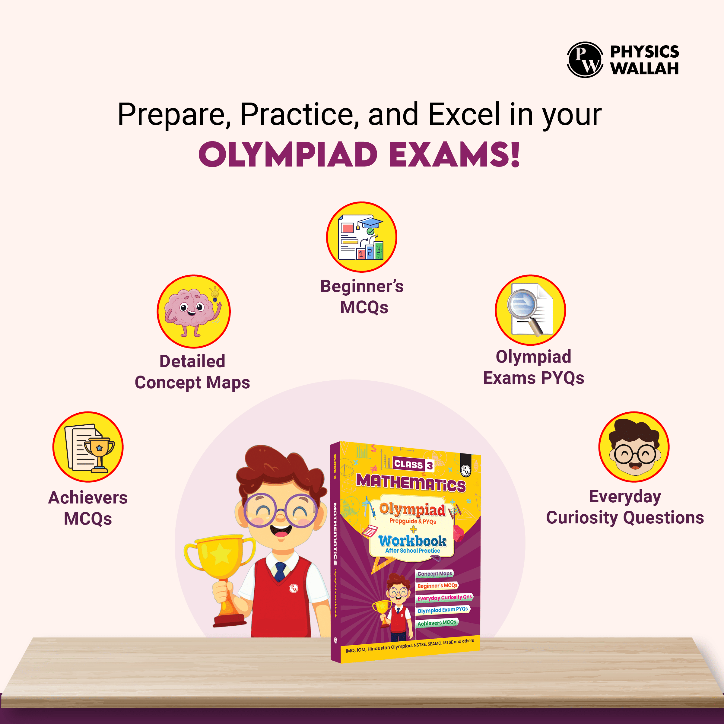 Olympiad Plus Workbook For Class 3 Mathematics Prepguide, Concept Map, PYQs and Worksheets For After School Practice | IMO, iOM, Hindustan Olympiad, NSTSE, SEAMO, ISTSE and Others
