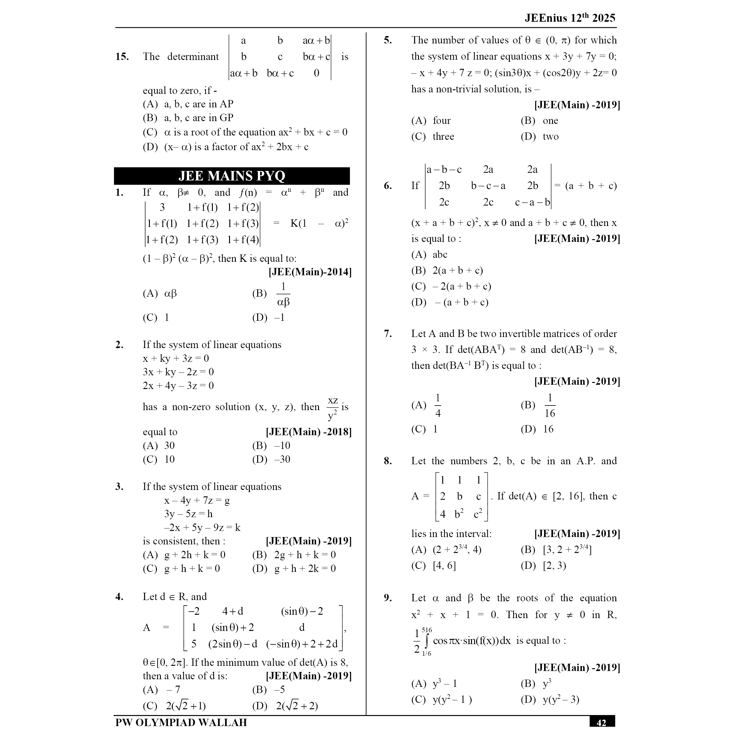 Olympiad Wallah JEEnius Edge 12 Mathematics (Part 1) For JEE, ISI-CMI & Olympiad Maths | Expert Crafted Content | Logical & Analytical Problem Sets