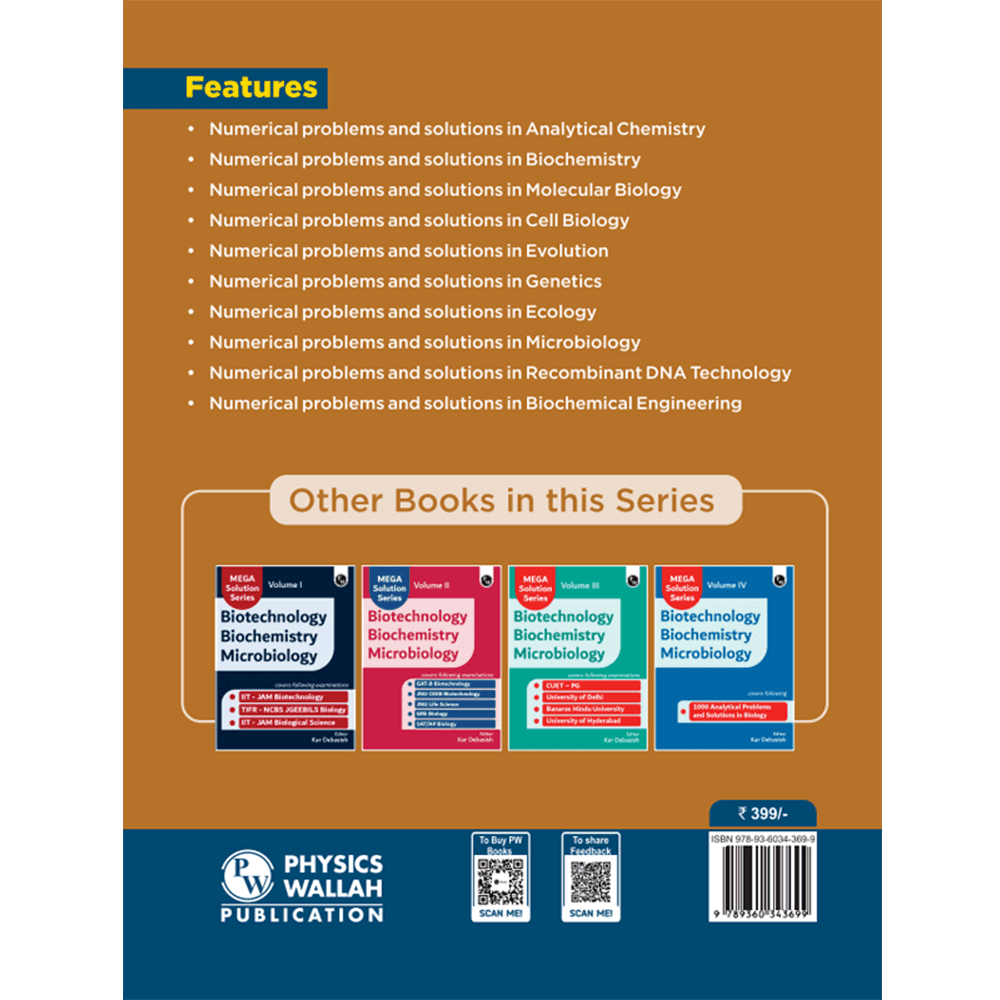 Mega Solution Series Biotechnology Biochemistry Microbiology Volume 5 by Debasish Kar For CSIR - NET and IIT - JAM and GATE 2024-2025 Exams