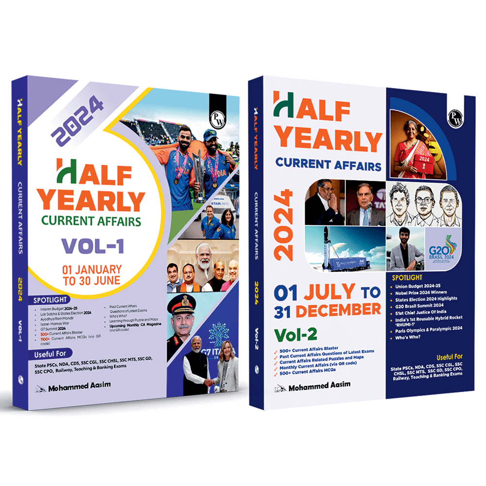 Half Yearly Current Affairs Magazine Vol 1 & 2 Jan to Dec 2024 Combo By Mohammed Aasim Sir | For SSC, Banking, Teaching, Railway, Defence & Other Competitive Exams
