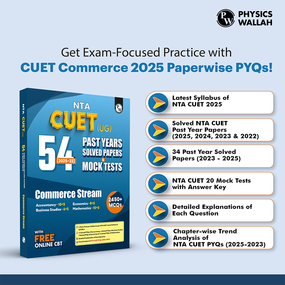 NTA CUET (UG) Commerce Stream 54 Past Years Solved Papers (2025-2022) & Mock Tests For Exam 2026 | 2450+ MCQs with Free Online CBT