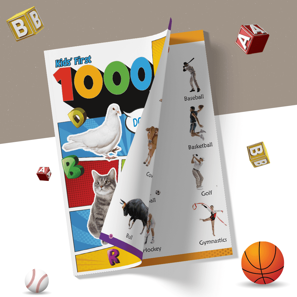 Kids First 1000 Words Book l 50 Topics with Engaging Picture Book for Early Learners and  Children Ages 1, 2, 3, 4, 5, 6 Years