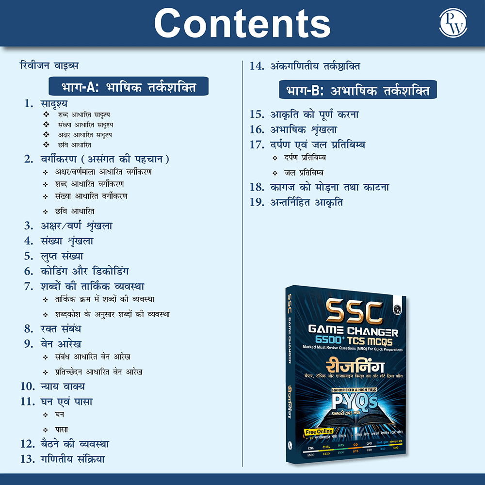 SSC Game Changer Reasoning PYQ Hindi 6500+ TCS MCQ For 2025 SSC Exams | Chapter, Topic & Exam-wise Previous Year Solved Questions | For CGL, CHSL, MTS, CPO, GD, Delhi Police