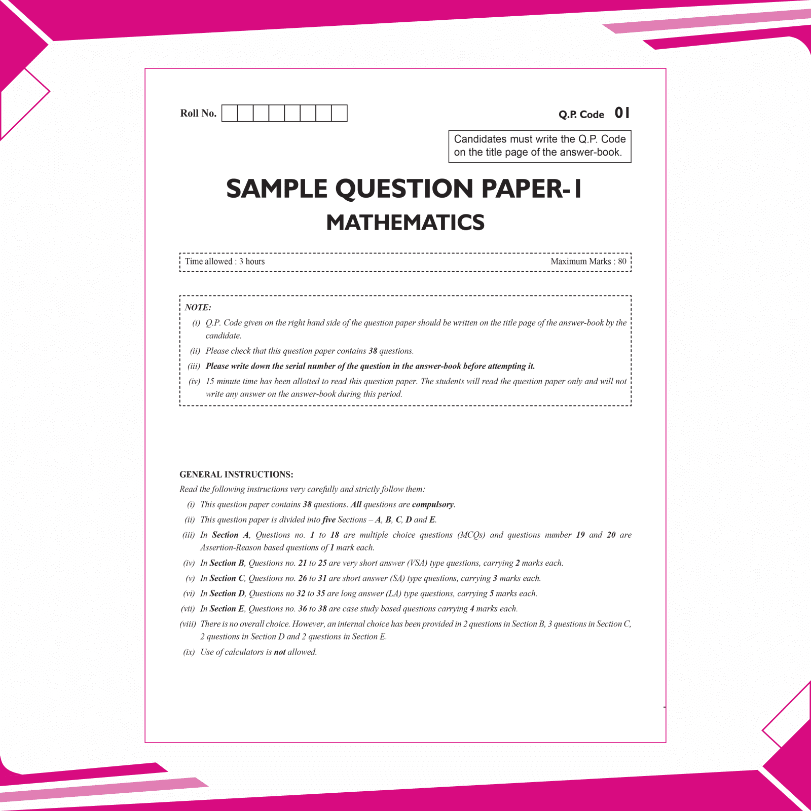 CBSE 15 Sample Question Papers Class 12 Mathematics for 2025 Exam | Competency-Based Learning | PYQ 2024 with Topper's Explanations, CBSE SQP & CBSE Practice Questions