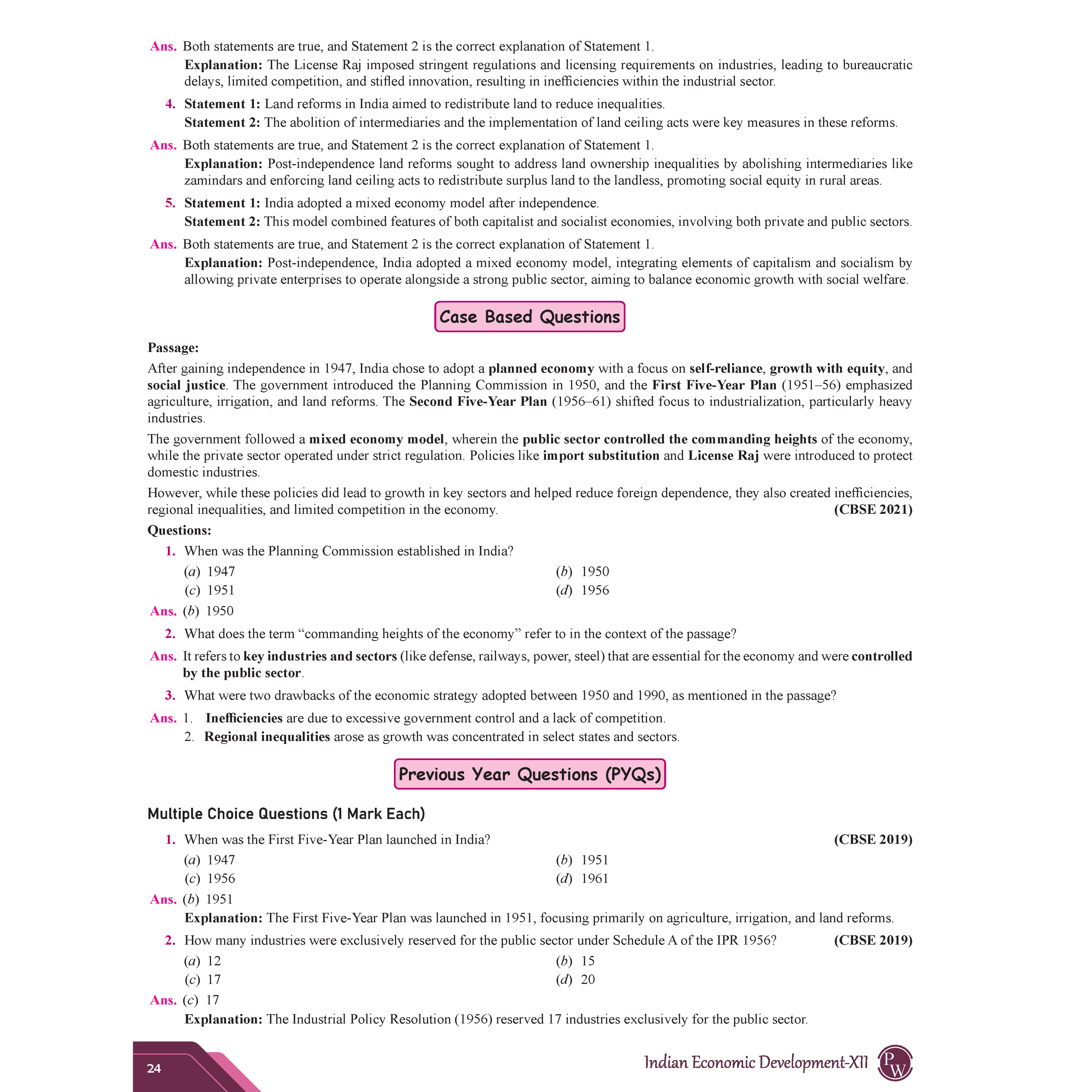 CBSE Question & Concept Bank (QCB) Class 12 Indian Economic Development Chapter-wise and Topic-wise Solved Questions For 2026 Exams with Competency Based Question