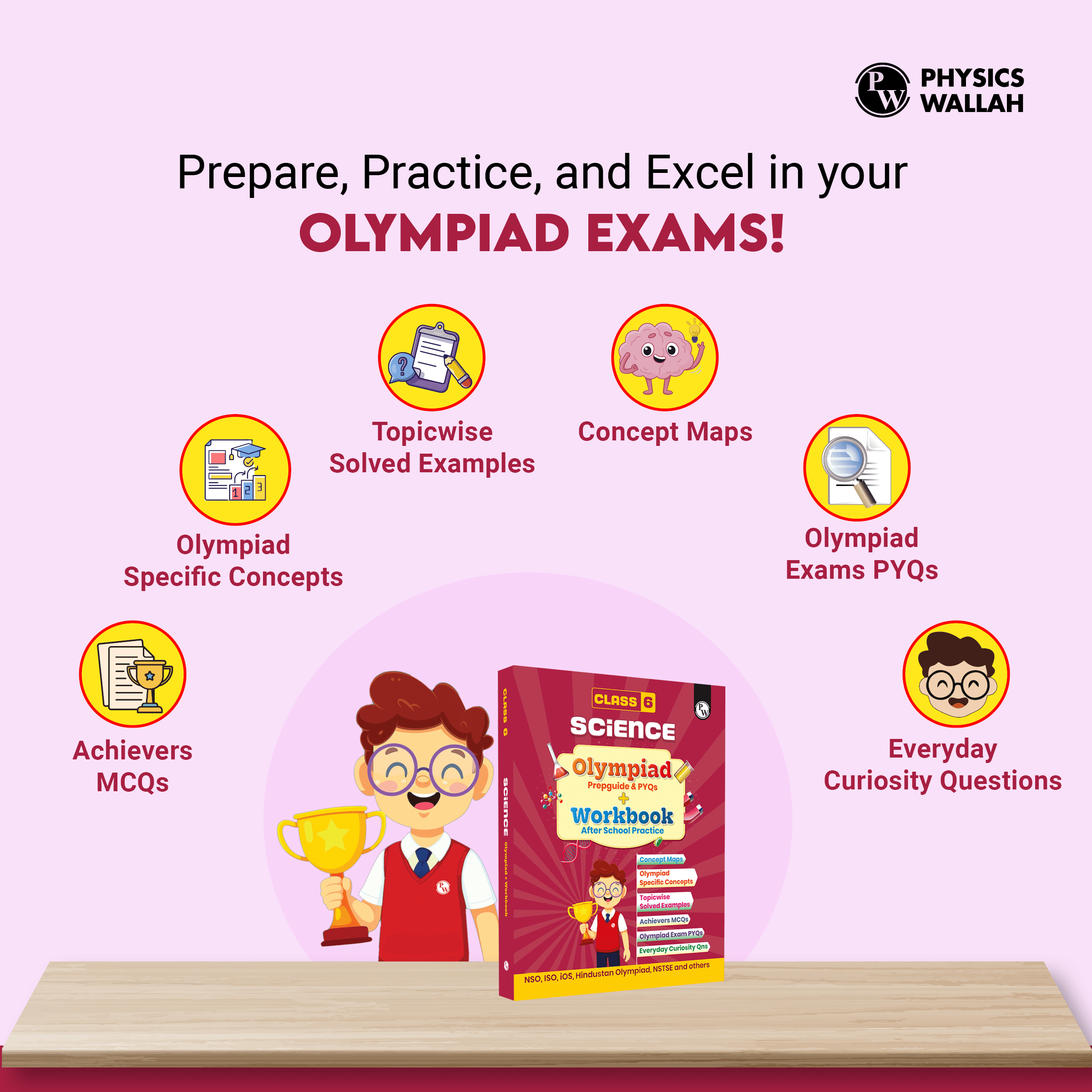 Olympiad Plus Workbook For Class 6 Science Prepguide, Concept Map, PYQs and Worksheets For After School Practice | NSO, ISO, iOS, Hindustan Olympiad, NSTSE and Others