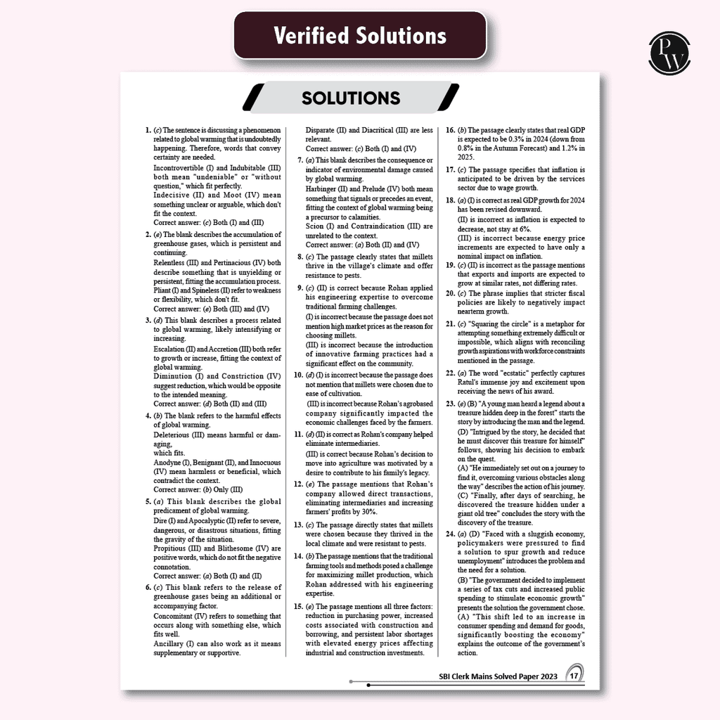 All in One SBI Clerk Prelims and Mains 2024-25 Exams | 10 Previous Year Solved Papers (PYQs) 2018 - 2023 with 5 Online Practice Sets | English Edition