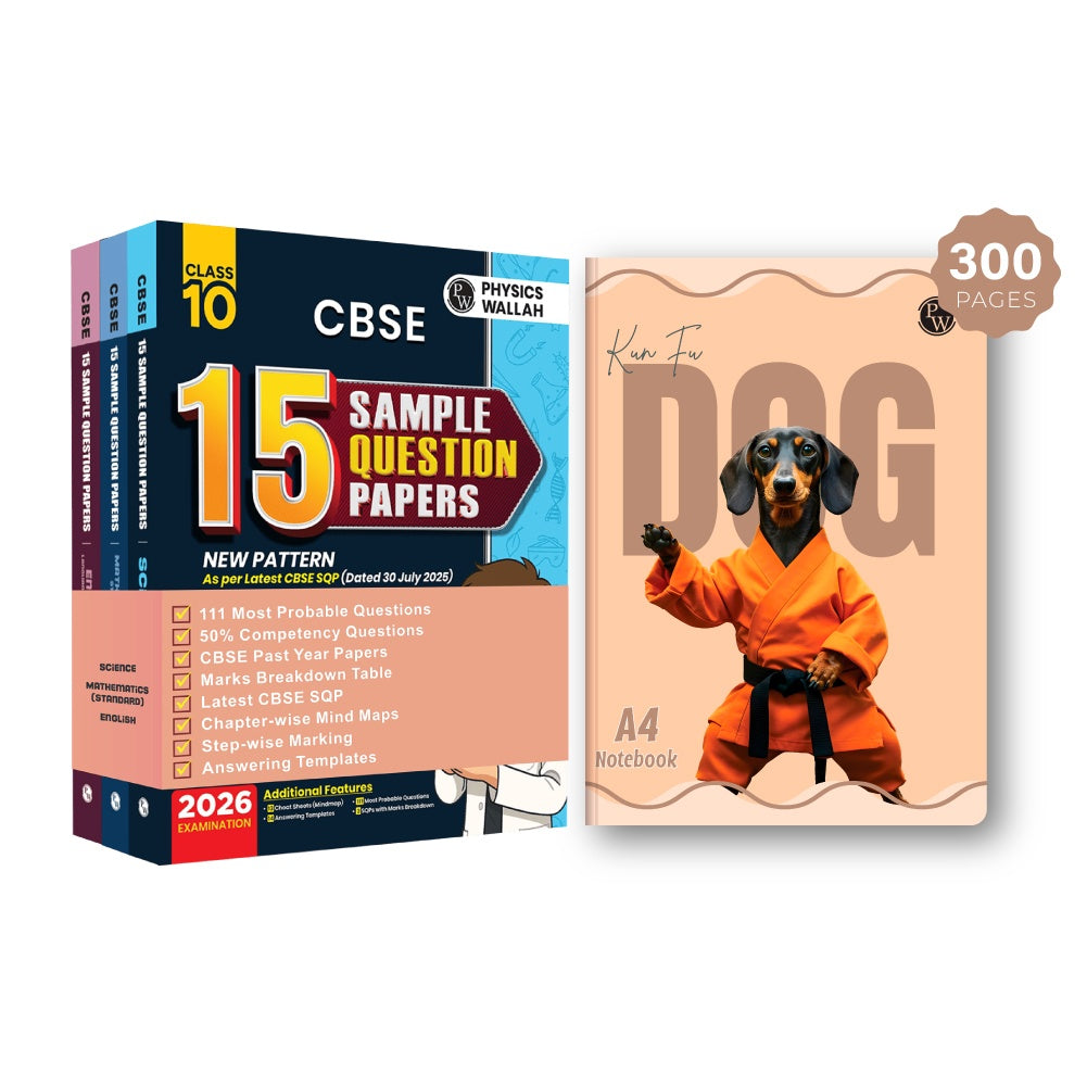 CBSE 15 Sample Question Papers Class 10 Science, Maths (Standard), English & Social Science Combo Set of 4 Books For 2026 Board Exam and 300 page A4 ruled notebook