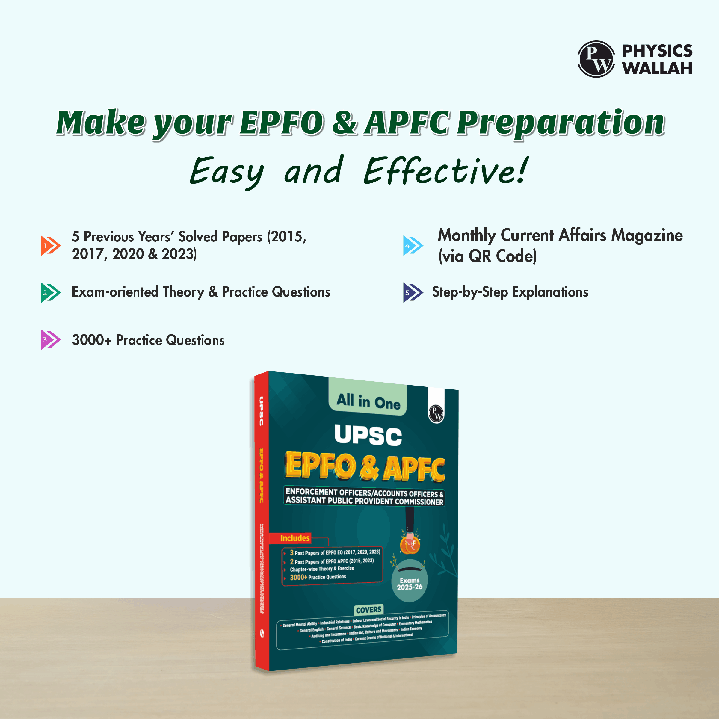 All in One UPSC EPFO & APFC For 2025-26 Exams | Enforcement Officers/ Accounts Officers & Assistant Public Provident Commissioner | Chapterwise Theory & Questions with Past Papers