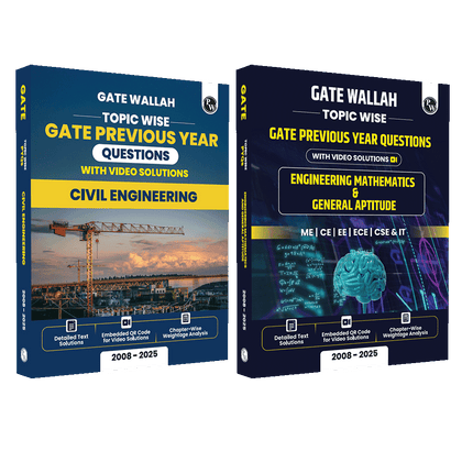 GATEWALLAH Civil Engineering and Engineering Mathematics & General Aptitude Combo Set of 2 Books Topicwise Previous Years Solved Questions For 2026 Exams