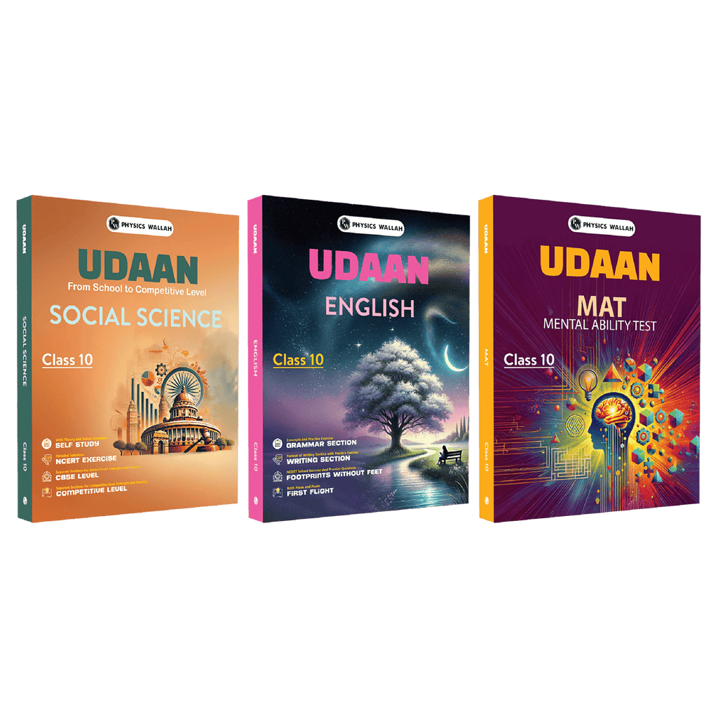 Udaan For Class 10 Social Science, English, MAT Combo Set of 3 Books (2025 Edition)