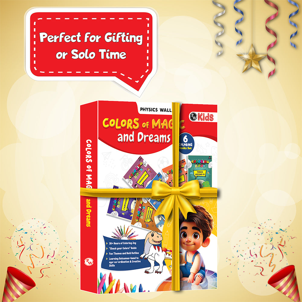 Copy Colour Book For Kids Set of 6 Books - Professions, Sports, Things Around Us, Transport, Flowers, Dinosaurs & Dragons | 2 to 6 Years Old | Ideal Birthday Gift Set for Kids