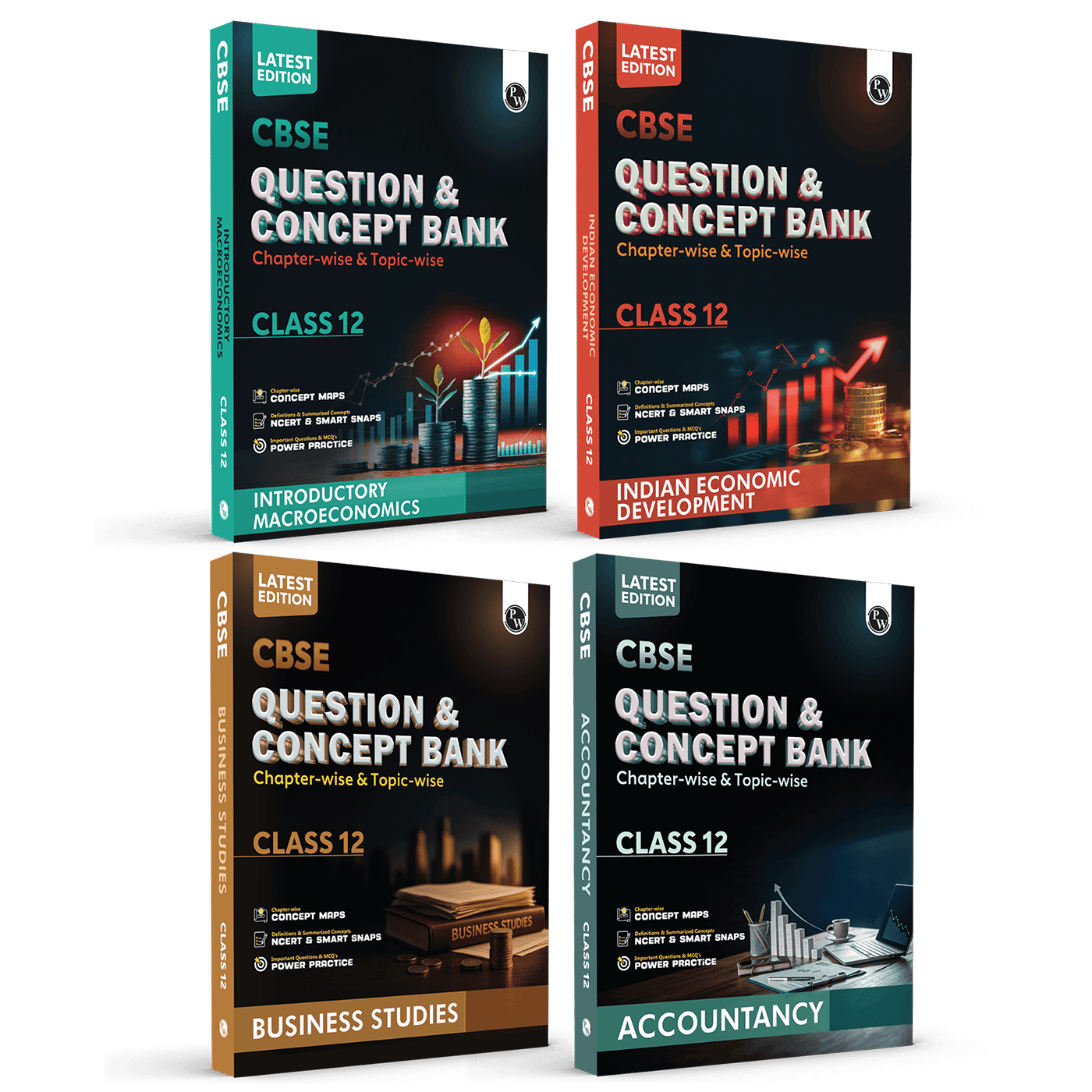 CBSE Question & Concept Bank (QCB) Class 12 Accountancy, Business Studies, Macroeconomics & Indian Economic Development Combo of 4 Books Chapter-wise and Topic-wise Solved Questions