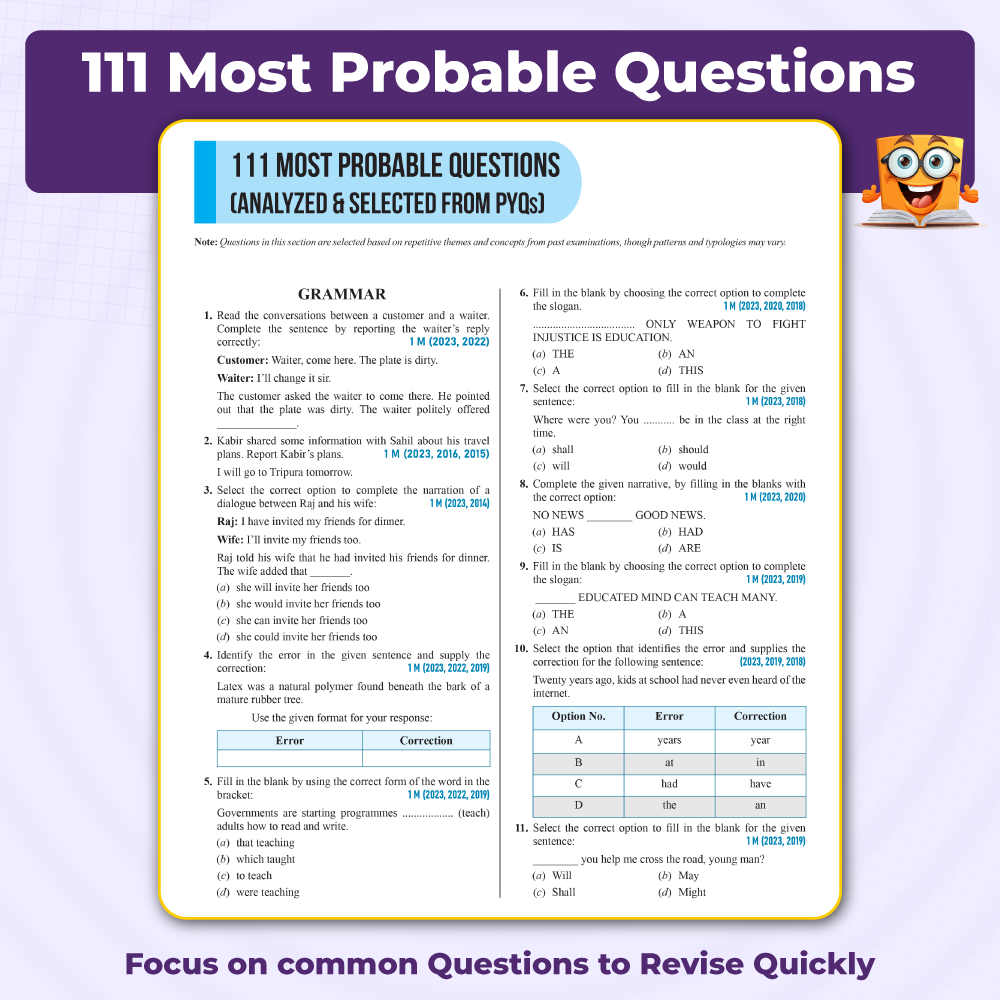 CBSE Class 10 Board Booster English Question Bank For 2026 Board Exams l 800+ Questions l Rapid Revision l Topicwise PYQs, Mind Maps and Most Probable Questions
