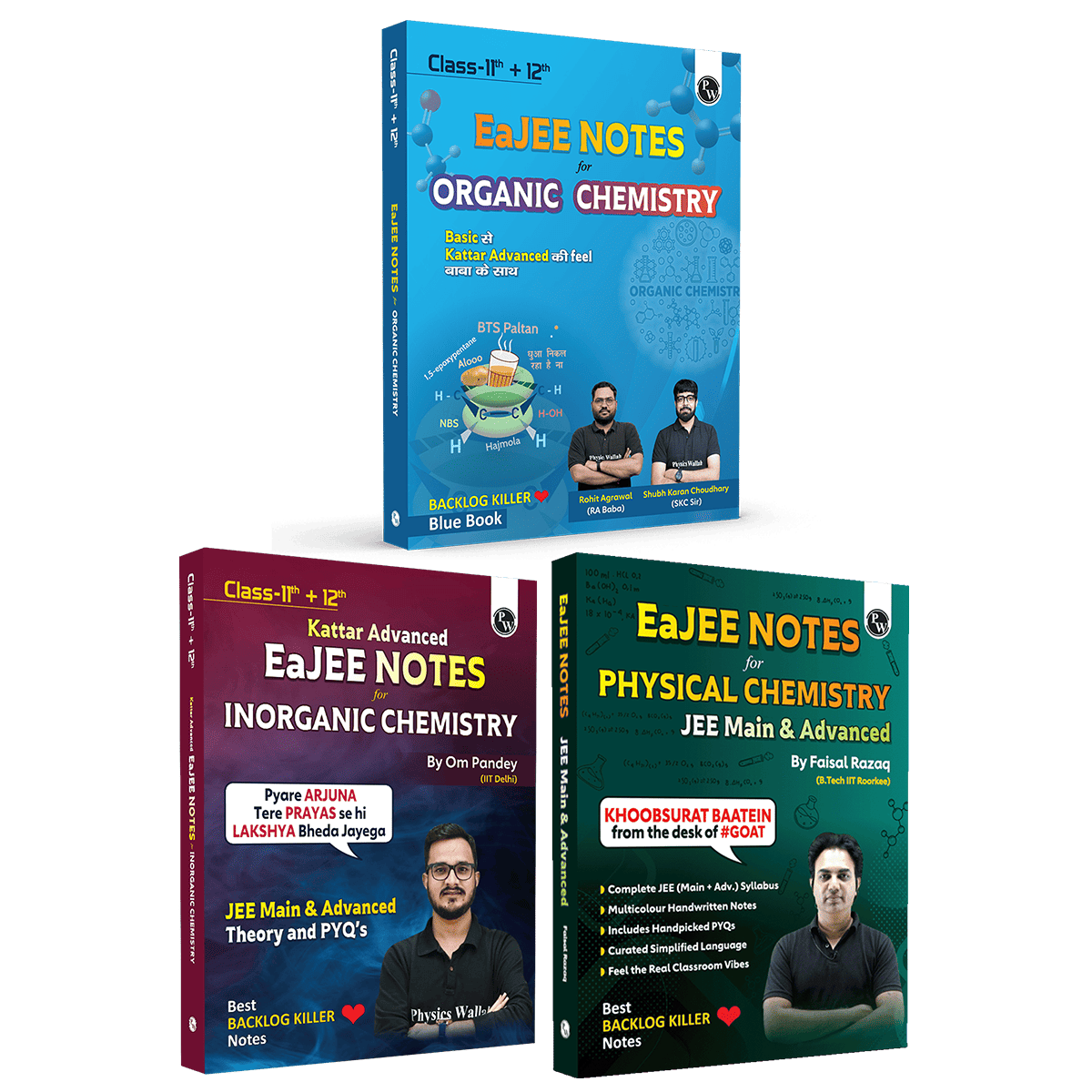 EaJEE Handwritten Notes For Organic, Inorganic, Physical Chemistry Combo Set of 3 Books For JEE Main & Advanced | Chapterwise and Topicwise Notes | Handpicked Practice Questions & PYQs