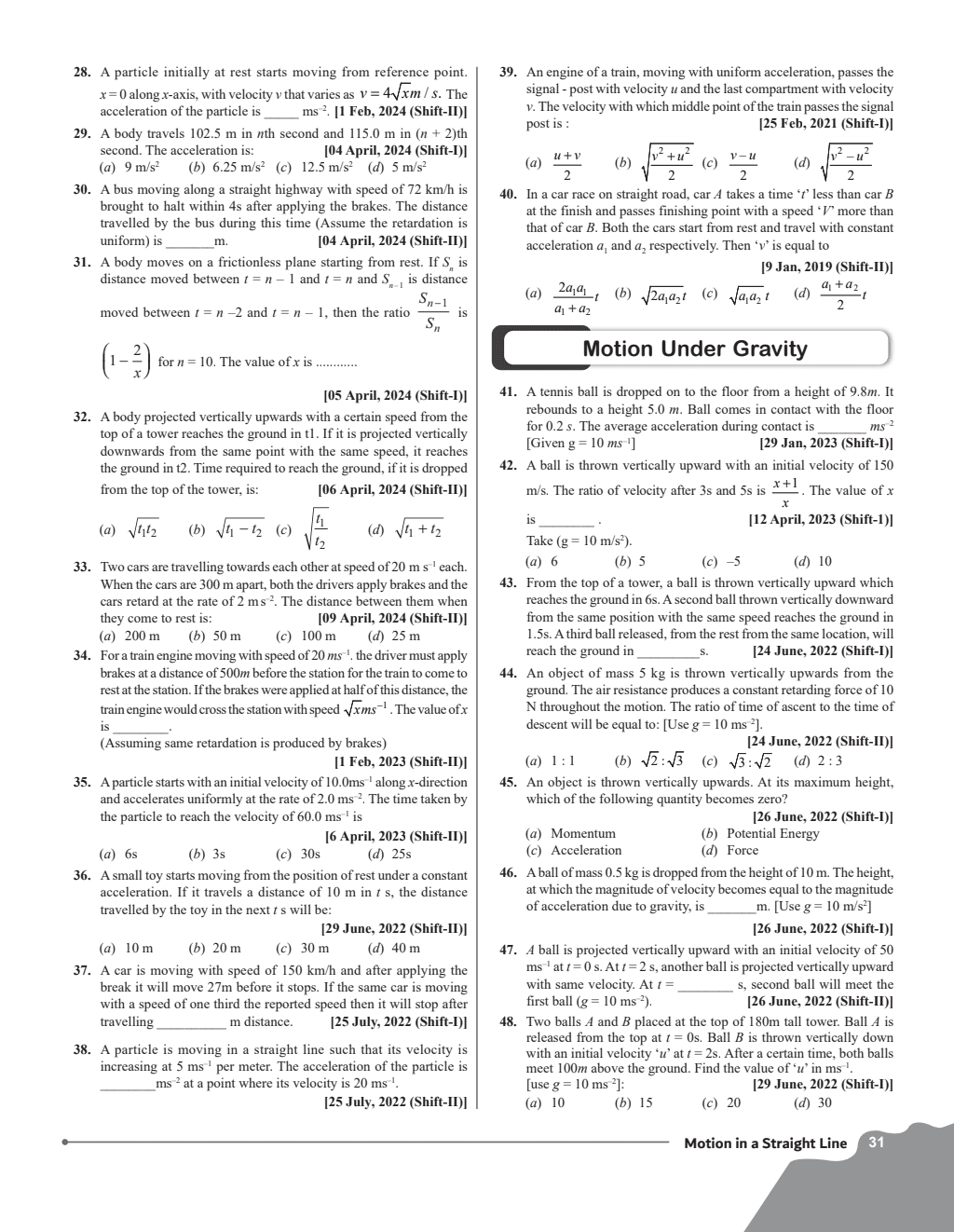 JEE Main 6 Years (2019-2024) Physics All Shifts Online Previous Years Solved Papers Chapterwise and Topicwise PYQs For JEE Main 2025 Exams