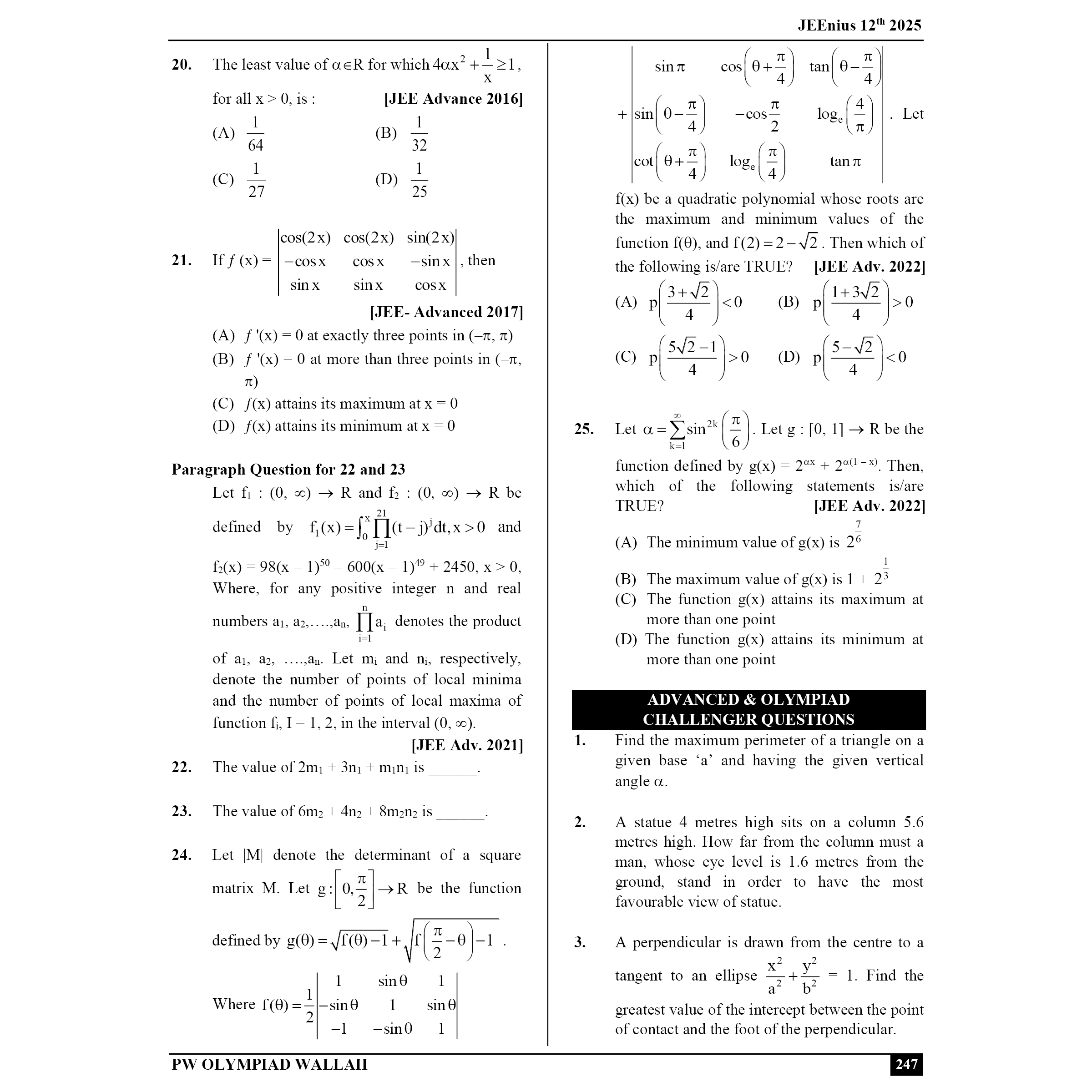 Olympiad Wallah JEEnius Edge 12 Mathematics (Part 1) For JEE, ISI-CMI & Olympiad Maths | Expert Crafted Content | Logical & Analytical Problem Sets