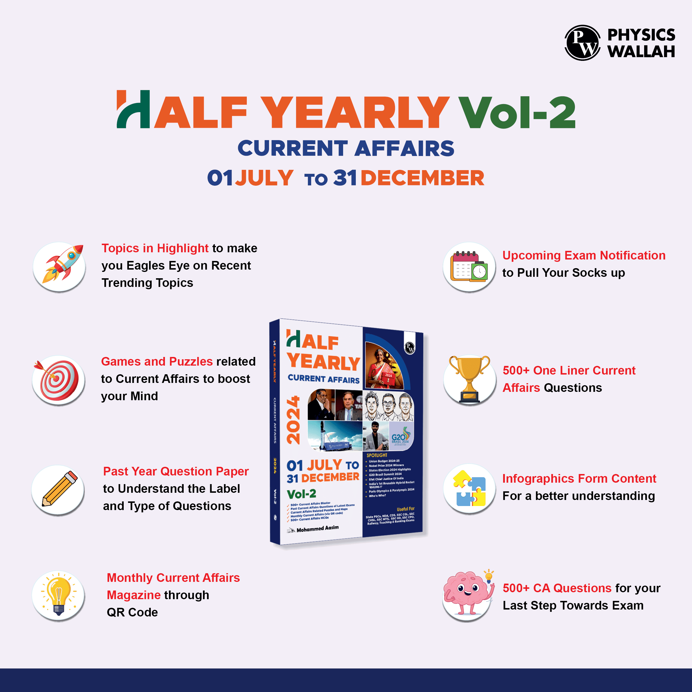Half Yearly Current Affairs Magazine Vol 2 July to December 2024 English Edition By Mohammed Aasim Sir | For SSC, Banking, Teaching, Railway, Defence and Other Competitive Exams