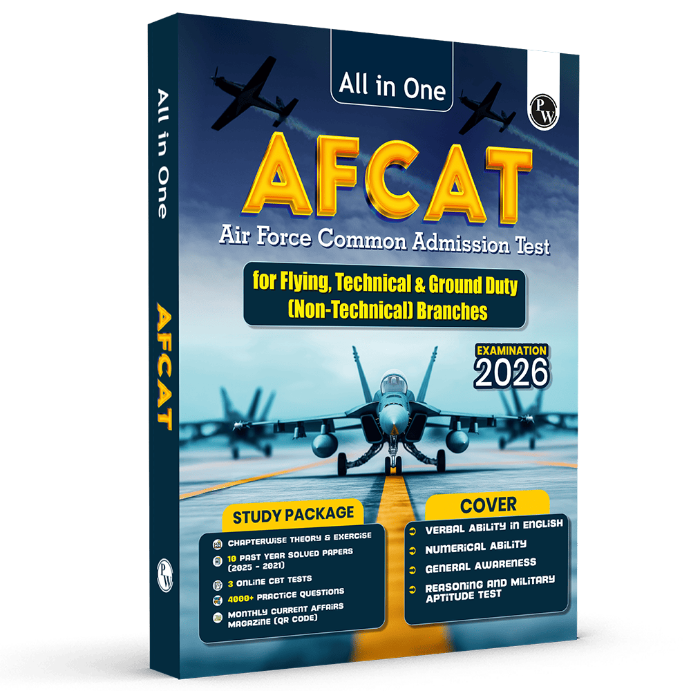 All in One AFCAT (For Flying, Technical & Ground Duty Branches) Exam 2026 | Chapterwise Study Notes & Exercise | 4000+ MCQs | Past PYQs (2025 - 2021) | Free Online Mock Tests
