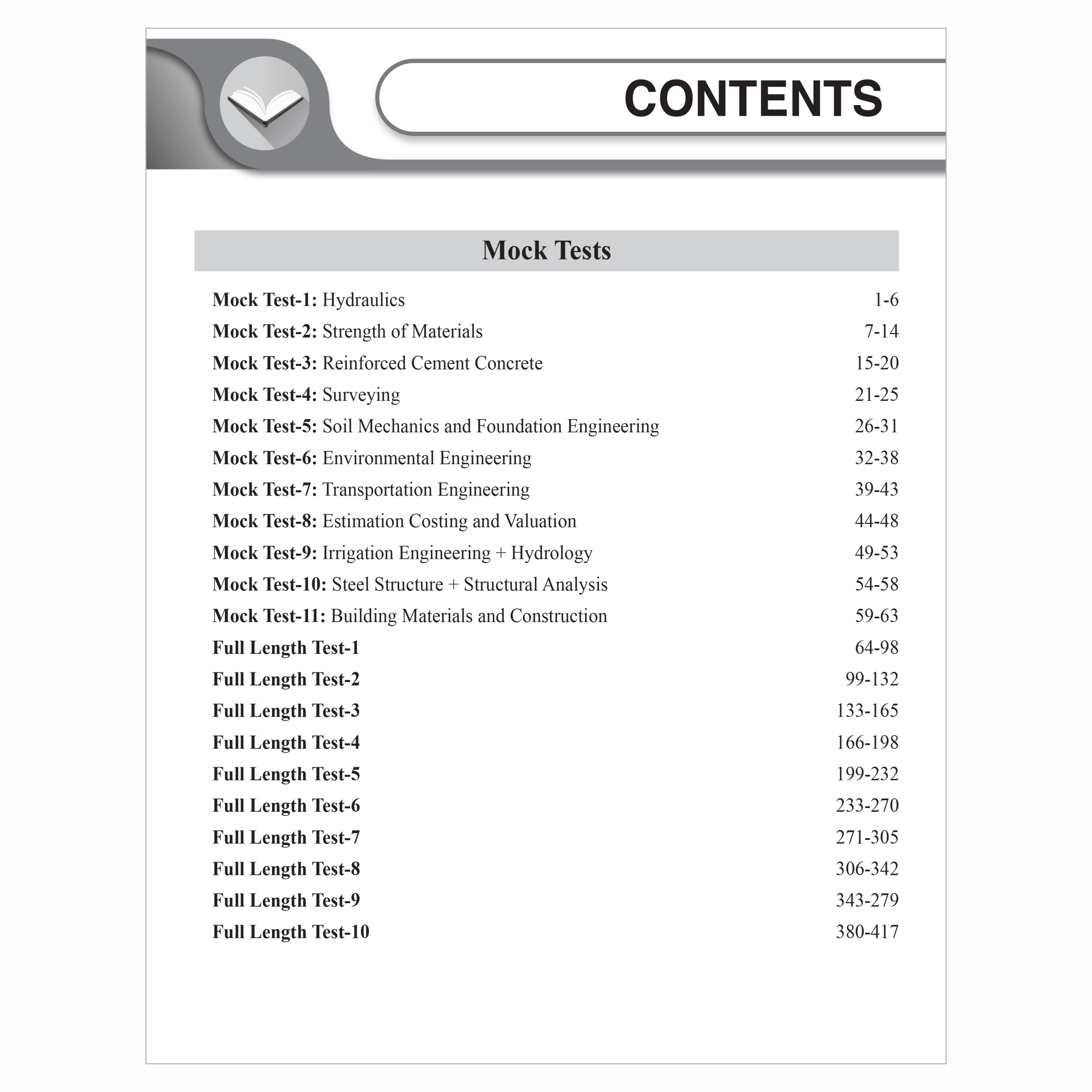 SSC JE Civil Engineering (Paper I) 20+ Mock Tests & Full Length Tests for Each Subject | 2000+ Practice Questions with Detailed Explanation